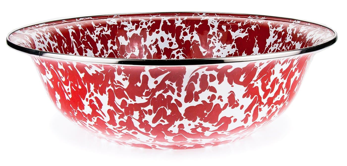 Golden RabbitEnamelware - 4qt Serving Bowl (Red Swirl)