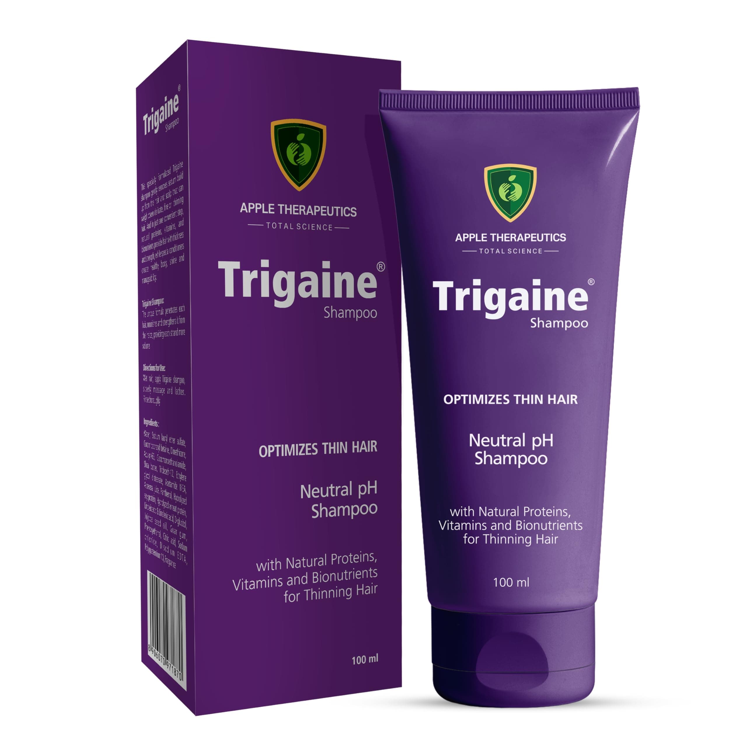 Trigaine pH Balanced Shampoo 100ml | Best Daily Shampoo For Heat Treated & Color Damaged Hair | Protein Intensive Dermatologist-Recommended Everyday Use for Women & Men