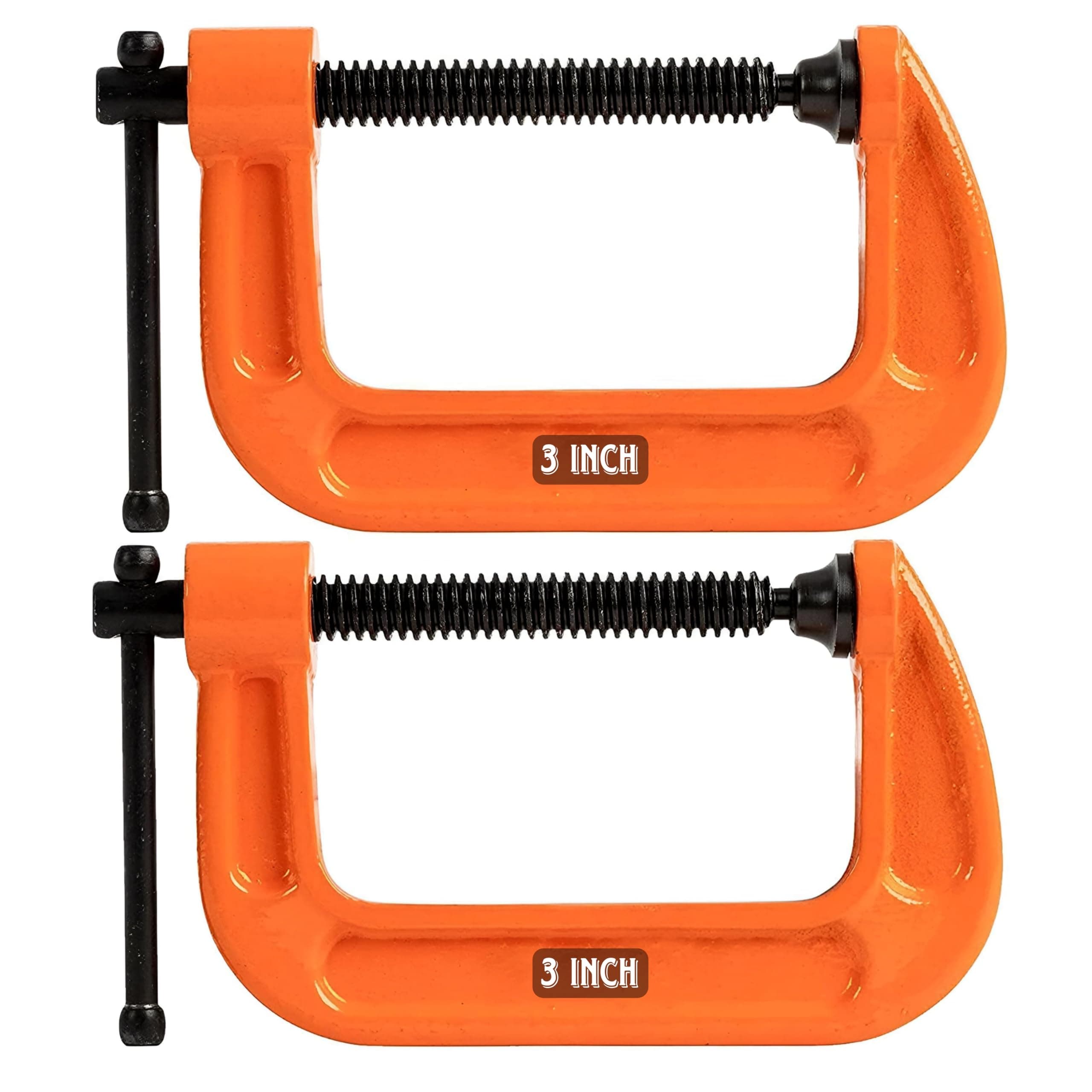 GIZMO C-Clamp, C Clamps Set, Heavy Duty G-Clamp With Chrome Plated Screw Pack of 2 (3 Inch)