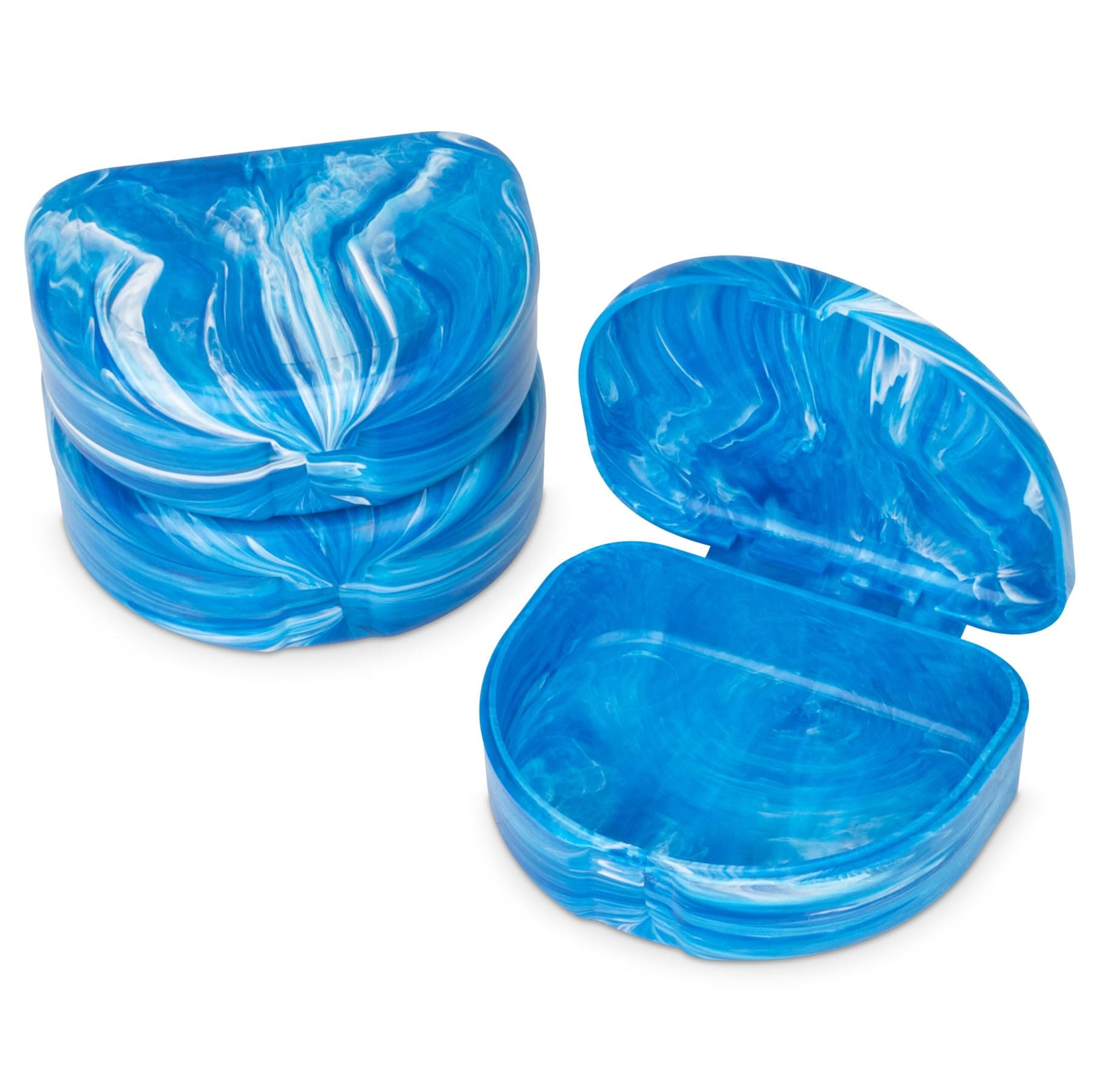 Practicon Marble Retainer Cases, Orthodontic Aligner Case, Mouth Guard Holder (3 Pack) (Blue)