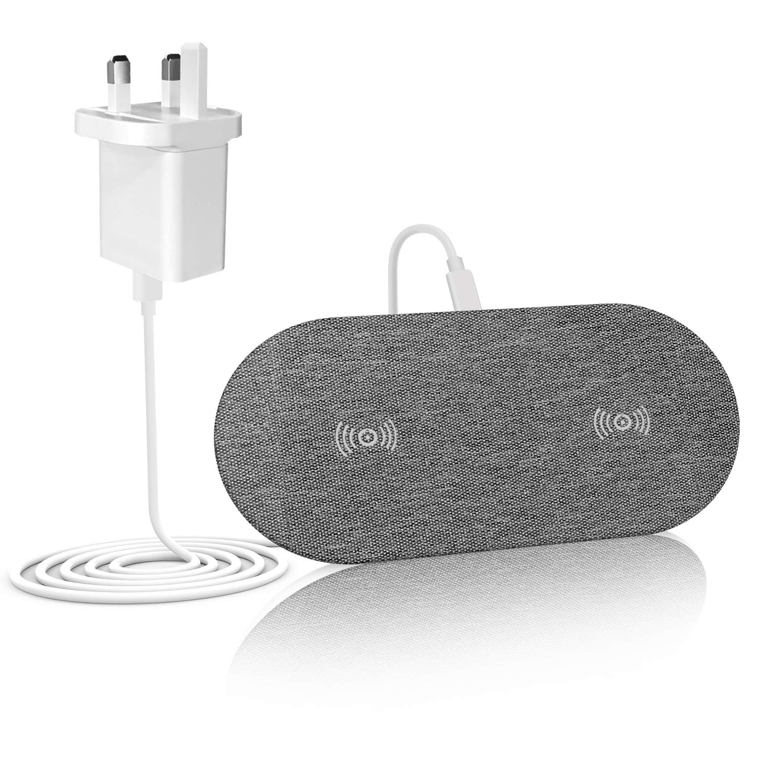 Lecone Dual Wireless Charger, Double 10W Qi Wireless Charging Pad Compatible with iPhone SE 2020, 11, X, XS, XS Max, XR, iPhone 8/8 Plus, Samsung Galaxy S20/S10/Note 10/S9/Note 20 (Adapter Include)