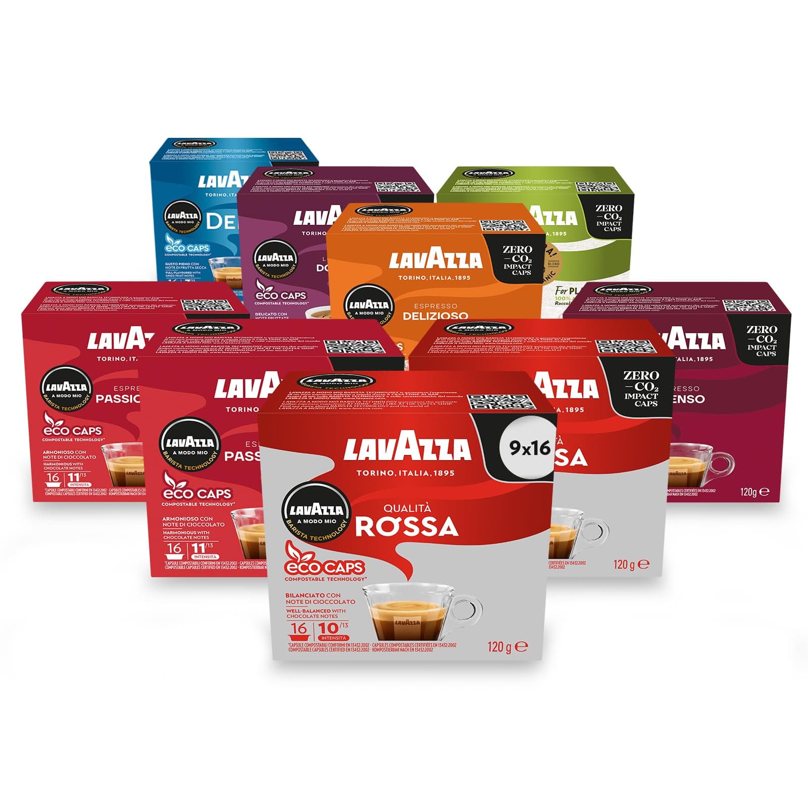 Lavazza Modo Variety Bundles 9 Packets of Total of 132 Coffee Capsules