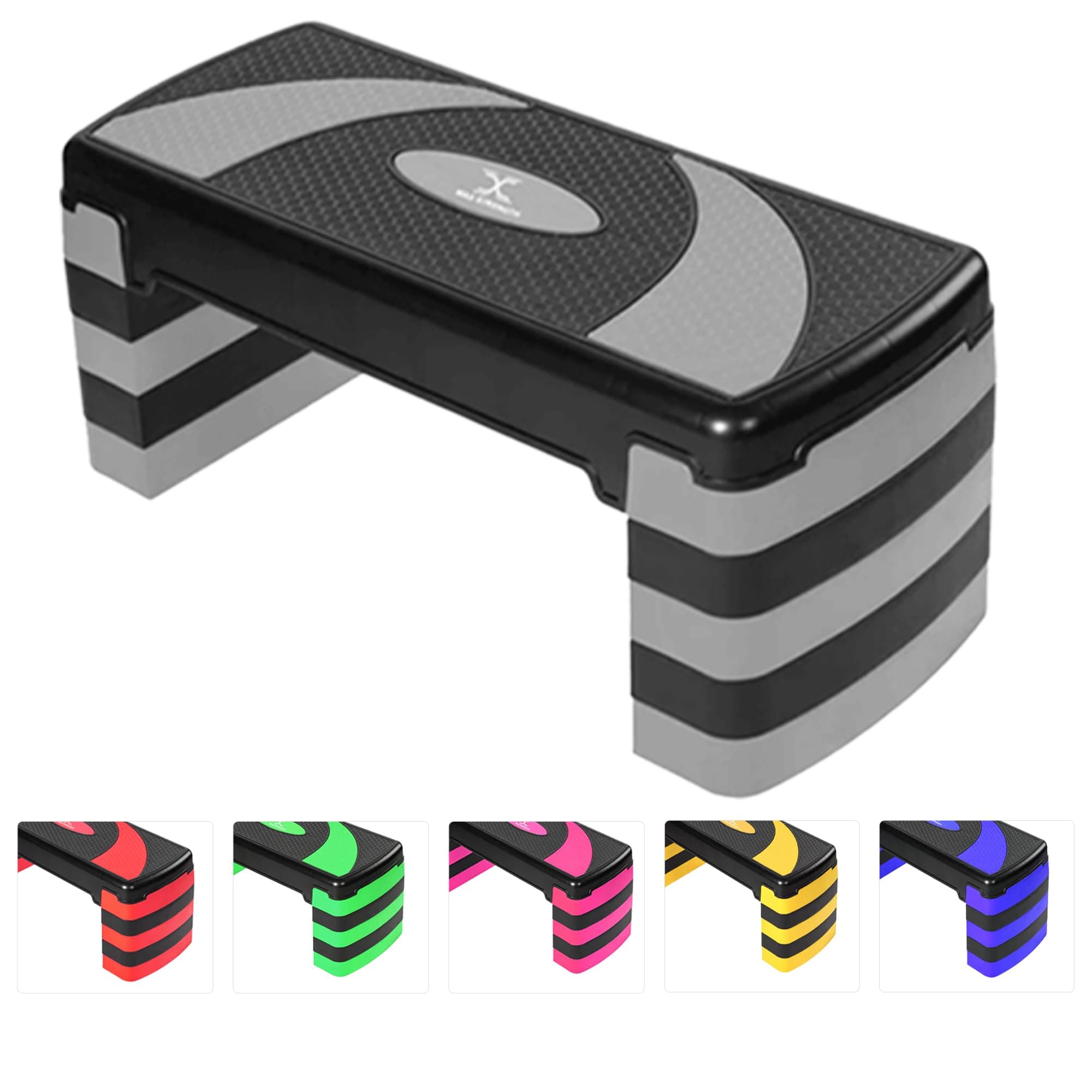 MAXSTRENGTH Fitness Stepper for Exercise Workout 5 Height Level Adjustable 10cm 15cm 20cm 25cm 30cm Non-Slip Step Platform for Aerobic Exercise Aerobic Stepper Yoga Routines Training