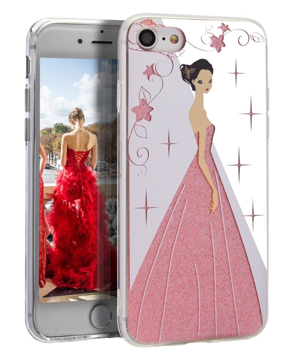 iPhone 6 Case,iPhone 6s Case,XIQI Shiny Bling Case for Women Slim Hybrid Shockproof Scratch-Resistant Hard PC and Soft TPU Case Cover for iPhone 6/6s 4.7 inch,Wedding Girl Rose Gold