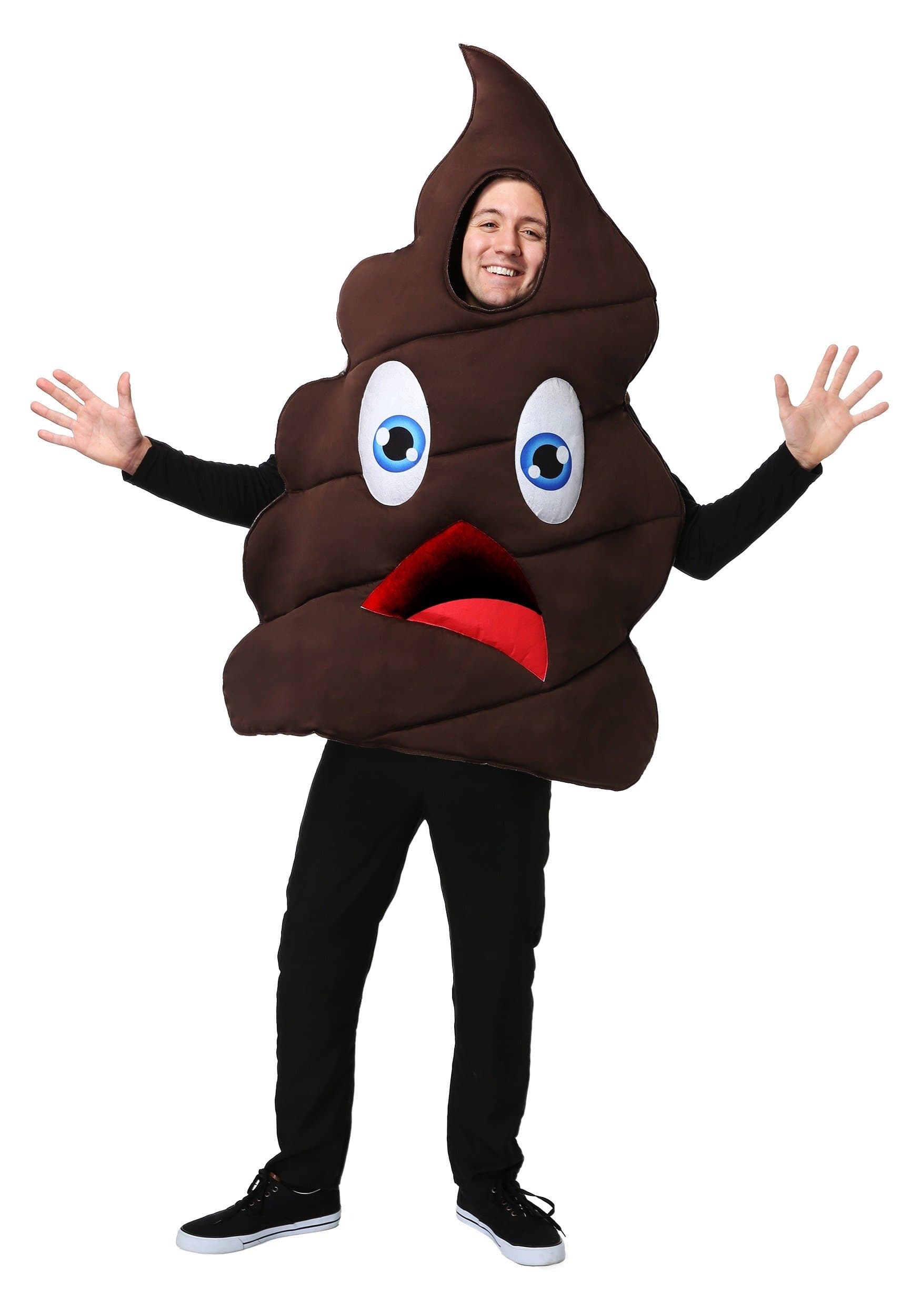 Men's Funny Happy Poop Halloween Costume | Adult Turd Pullover with Appliqued Face for a Hilarious and Playful Look Standard