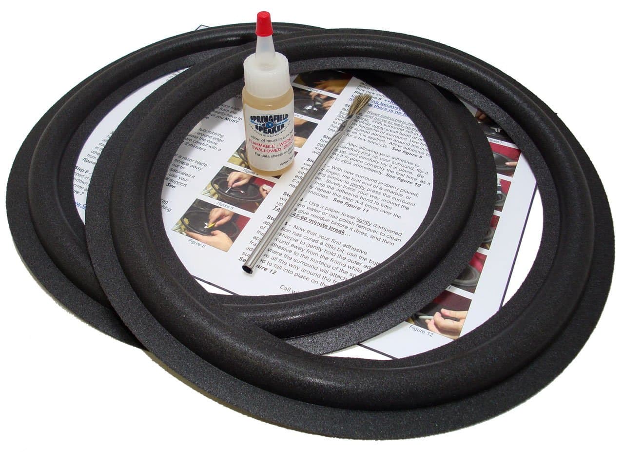 Standard 12" Speaker Foam Surround Edge Repair Kit - 2 Speaker Kit - Fits 12" Speakers with a 3/4" Roll and The Measurements Listed