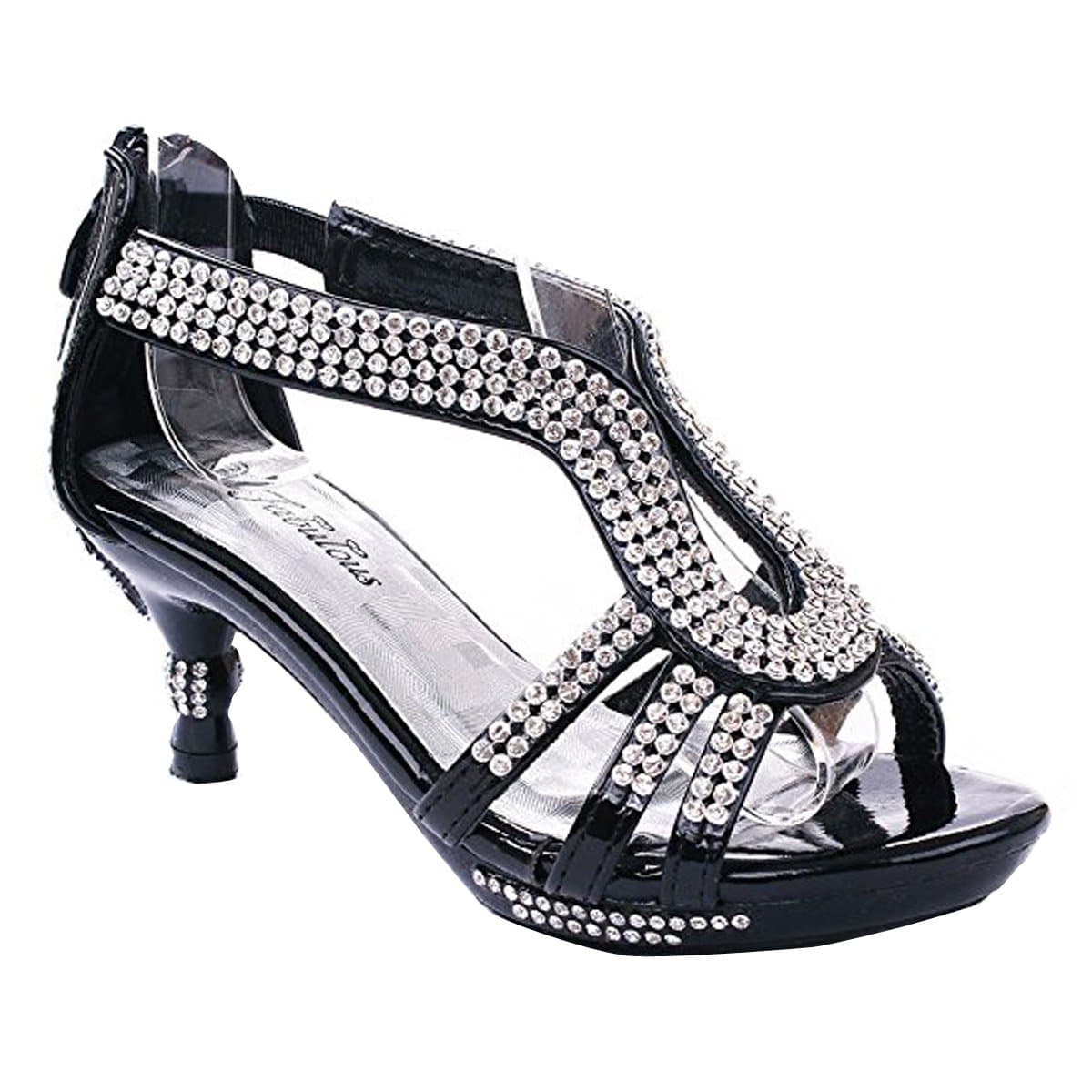 Fabulous Glamour-36 Kids Classy Sparkling Sweet Heart Rhinestone Heel Dress Sandals
