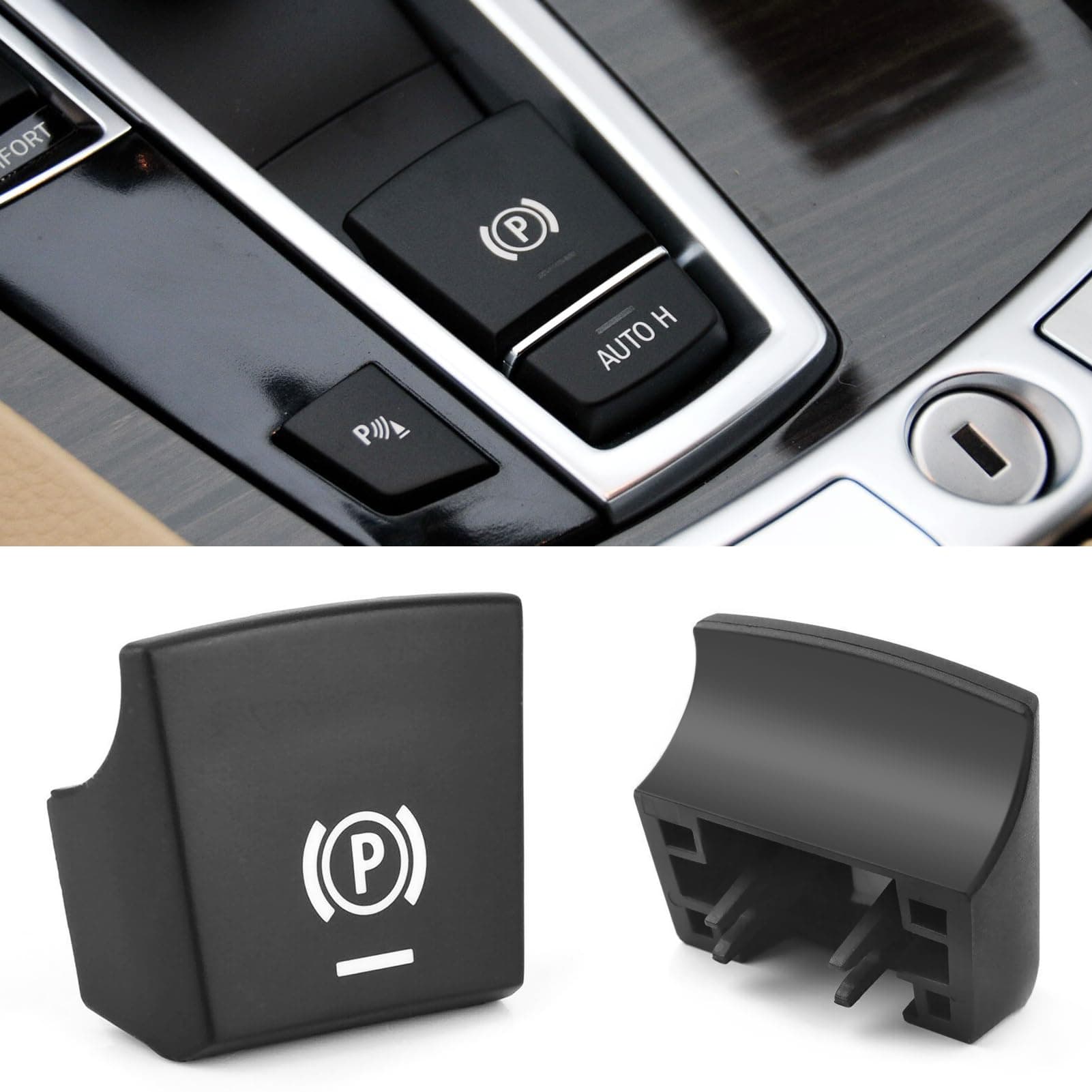 Jaronx Compatible with BMW Parking Brake Button Cover, Push Button Actuator, Black, Manual Operation Mode, F10/12/01/X3/X4/X5/X6 2015-2019