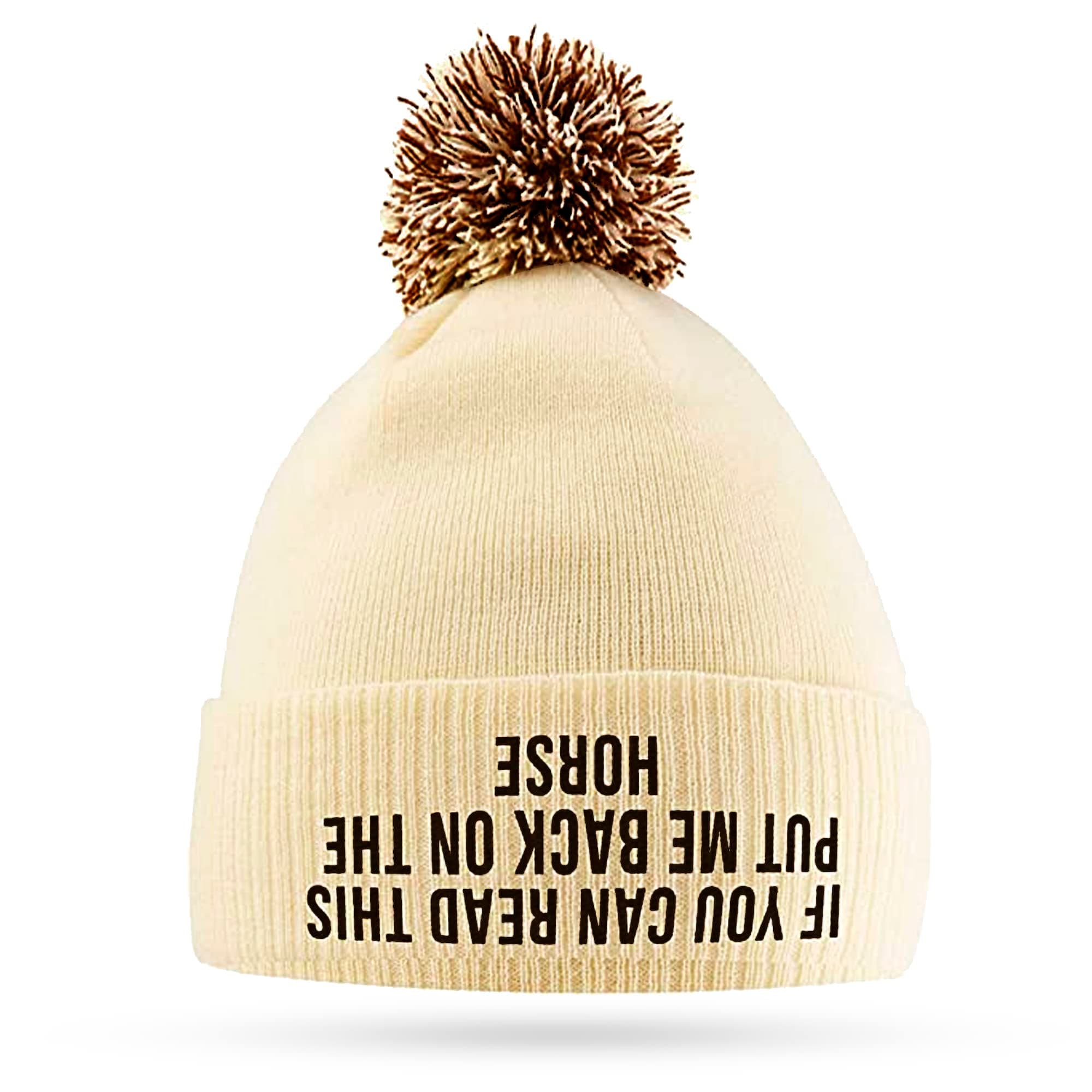 If You Can Read This Put Me Back On The Horse - Cute Bobble Beanie Hat for Girls - Horse Riding Gifts