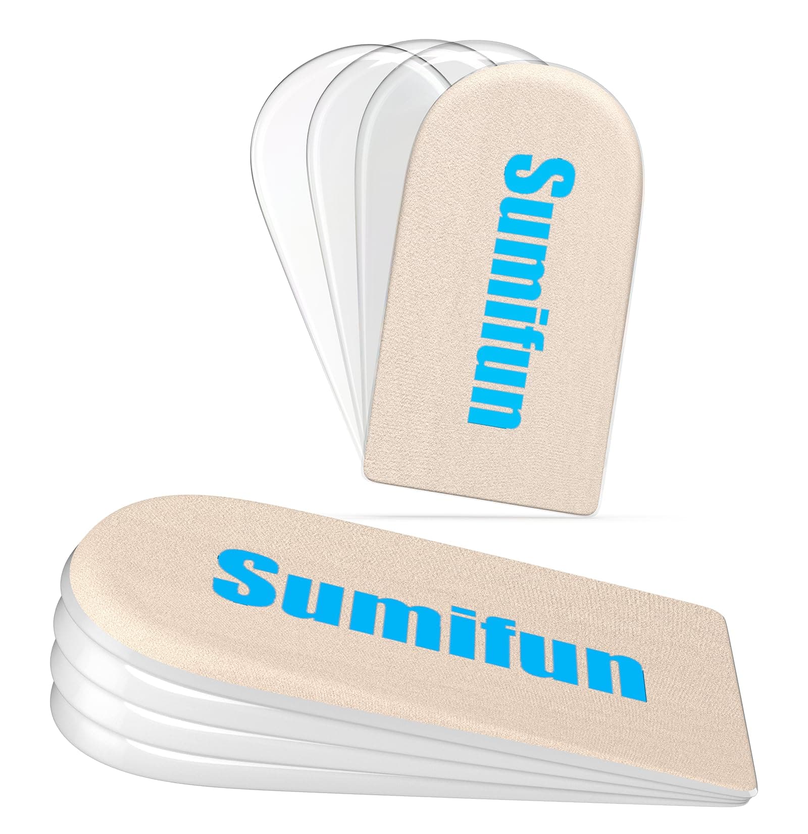Sumifun Heel Lift, 4-Layer 1 Inch Gel Shoe Lifts for Women Uneven Legs, Adjustable Orthopedic Heel Lifts for Heel Pain and Leg Length Discrepancy, Heel Wedge Inserts 1/4" 1/2" 3/4" (Size S, Beige)