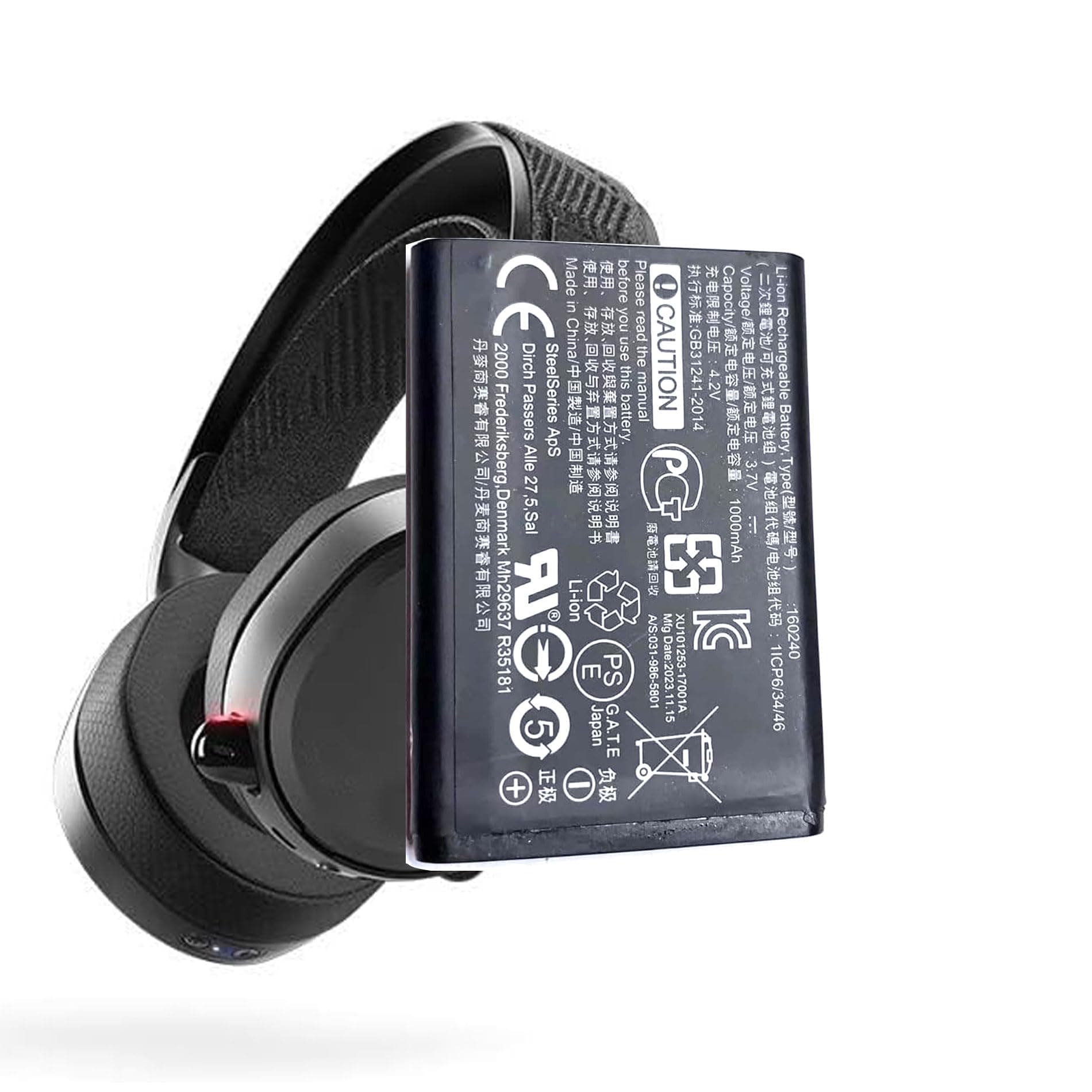 160240 Battery, Compatible With Steelseries Headset Battery For Arctis Pro High Fidelity Gaming 1000Mah 3.7V