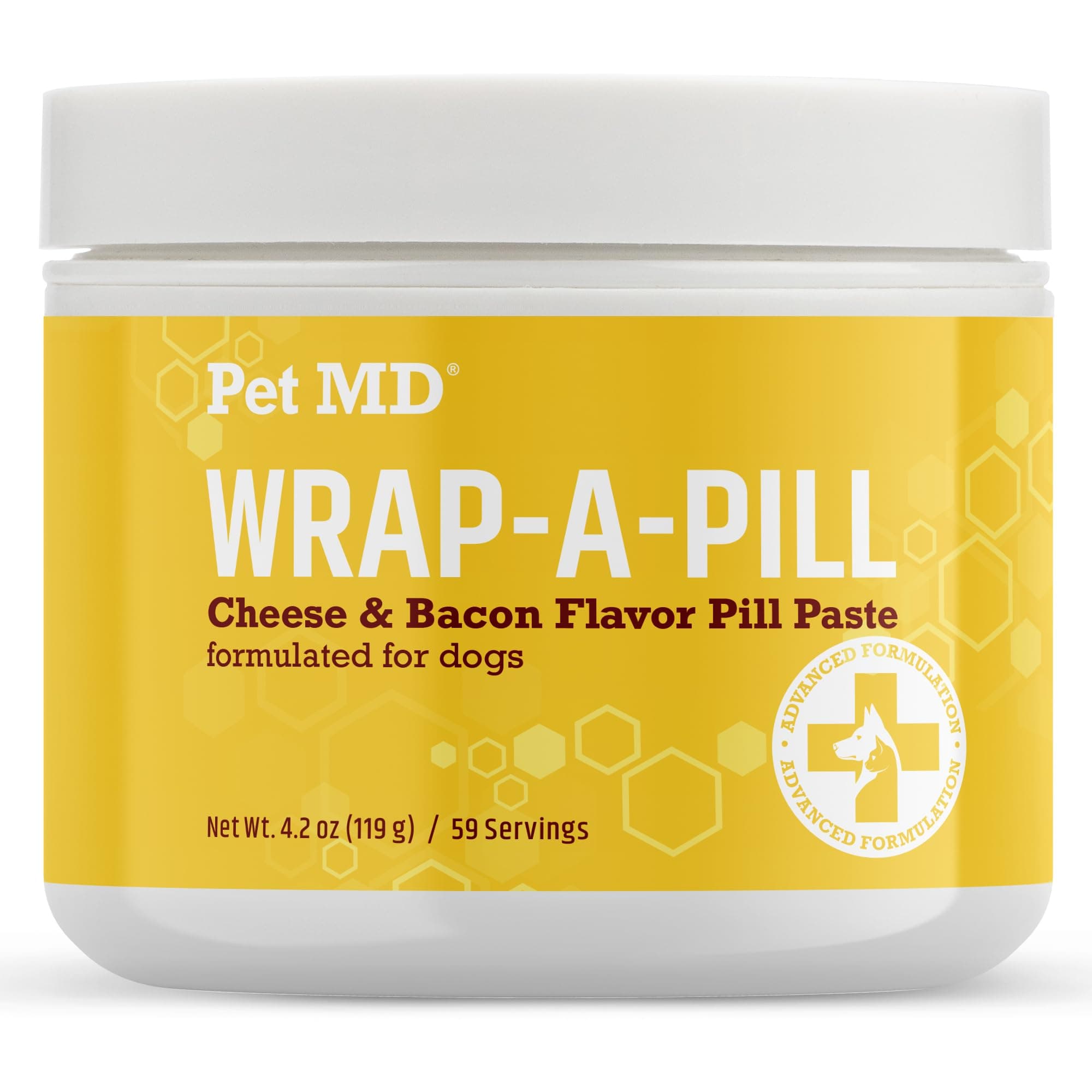 Pet MD Wrap A Pill Cheese & Bacon Flavor Pill Paste for Dogs - Make a Pocket or Pouch to Hide Pills & Medication 4.2 oz