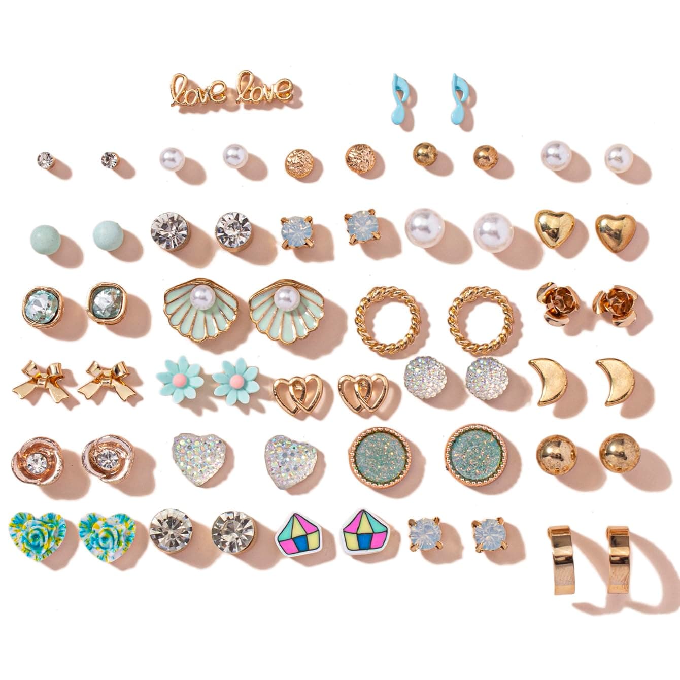 30 Pairs Combo Set Latest Stylish Crystal Pearl Earrings for Women and Girls (15283er)