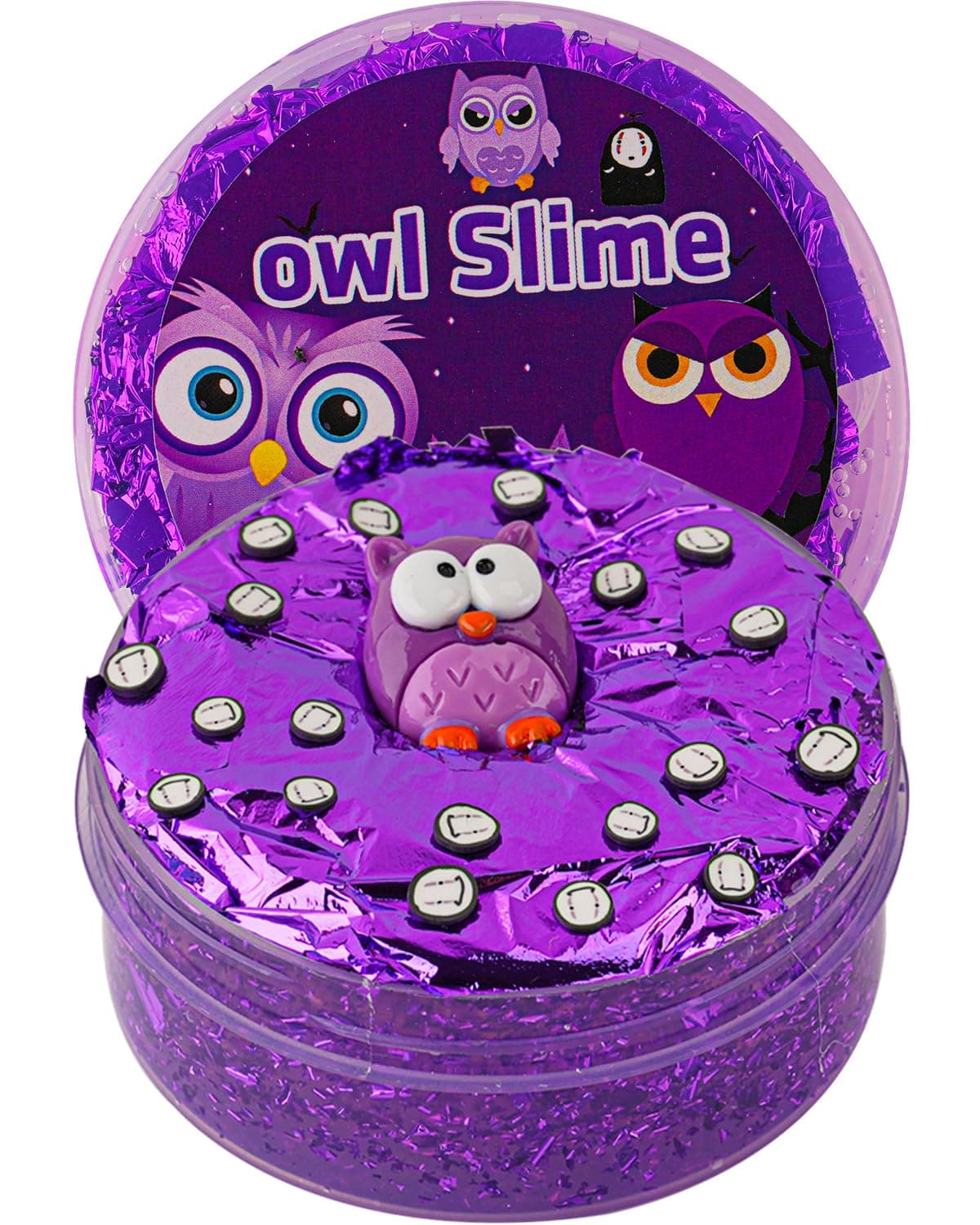 Owl Purple Gold Foil Slime, Good Stretchy & Non-Sticky Premade Slime, Slime Party Favors for Kids, Slime Sensory Toys for Birthday Easter Hallowmas Christmas Girls Gifts & Boys Gifts