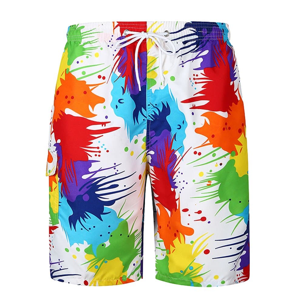 ZKOOO Mens Surf Boardshorts Drawstring Funky Printed Beach Shorts Swimming Trunks