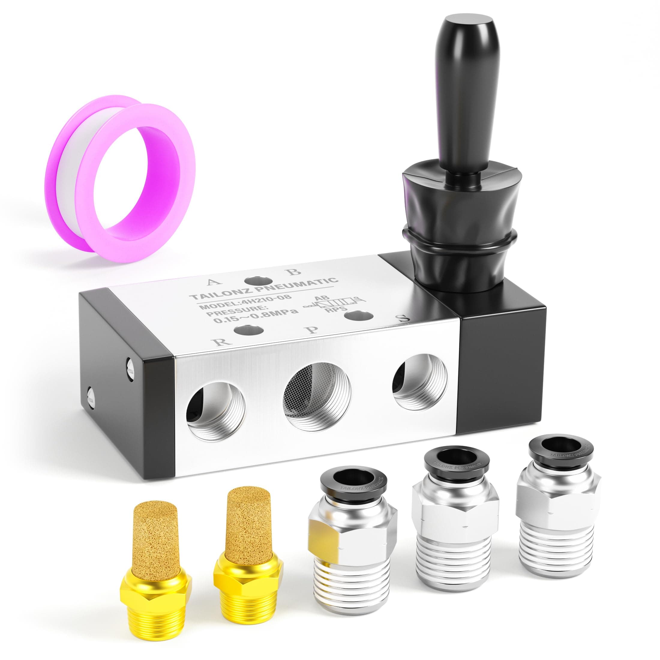 Tailonz Pneumatic 5 Way Pneumatic Air Hand Lever Valve 2 Position Operated Valve Solenoid Valve Port 1/4 PT Manual Control Push Pull Valves 4H210-08