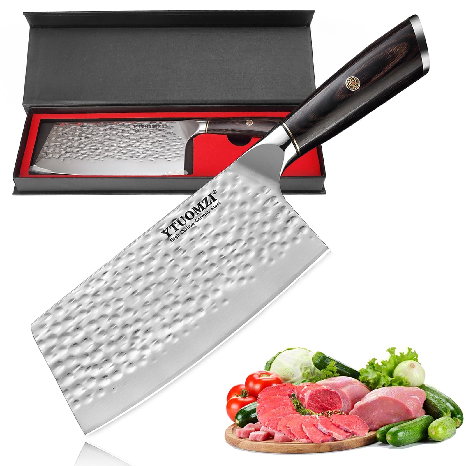 - Non-stick Cleaver Knife 7-inch, Chinese Chef's Knife for Kitchen, High Carbon German Stainless Steel Vegetable Chopping Knife, China Chopper | CaiDao, Ergonomic Handle, Gift Boxed (7" Meat Cleaver)