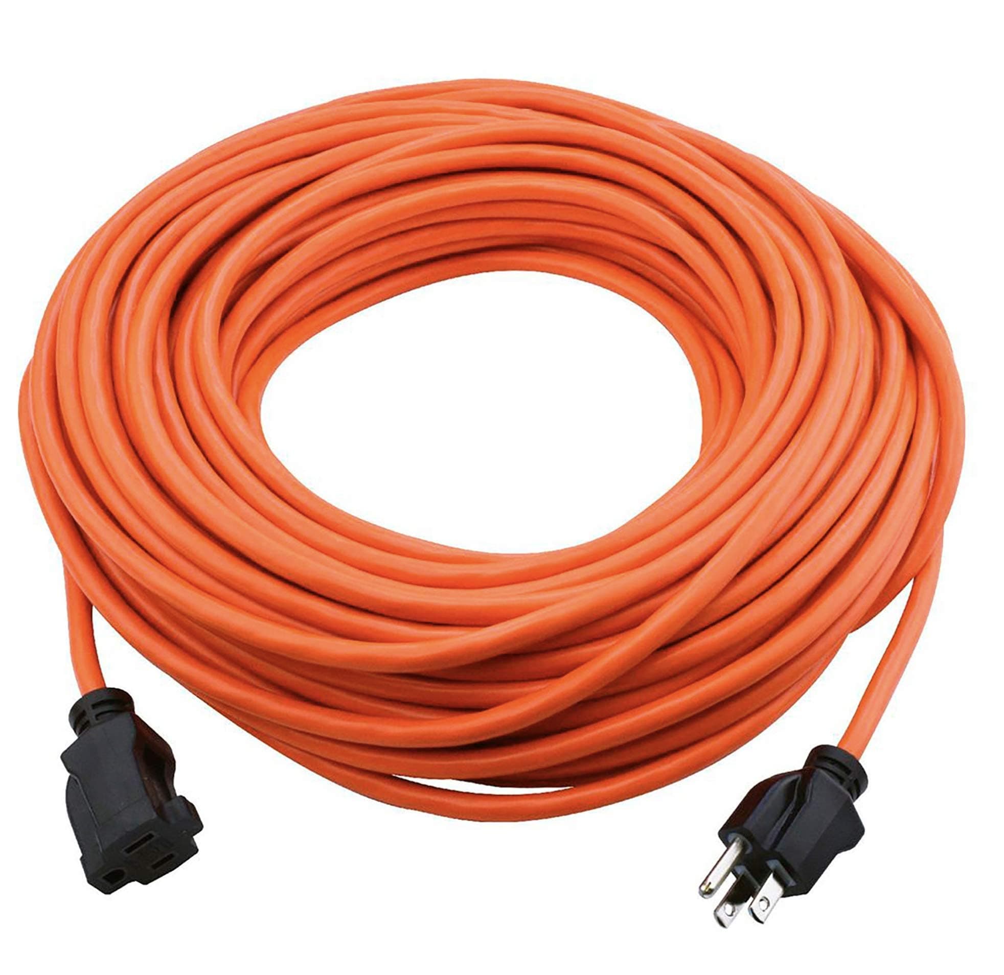 100 Foot Outdoor Extension Cord - 3 Prong Weather Resistant Heavy Duty Orange Vinyl 10 Amps / 1250 Watts - 16/3 - Ultra Flexible, Water & Flame Resistant - Durable (100 feet)
