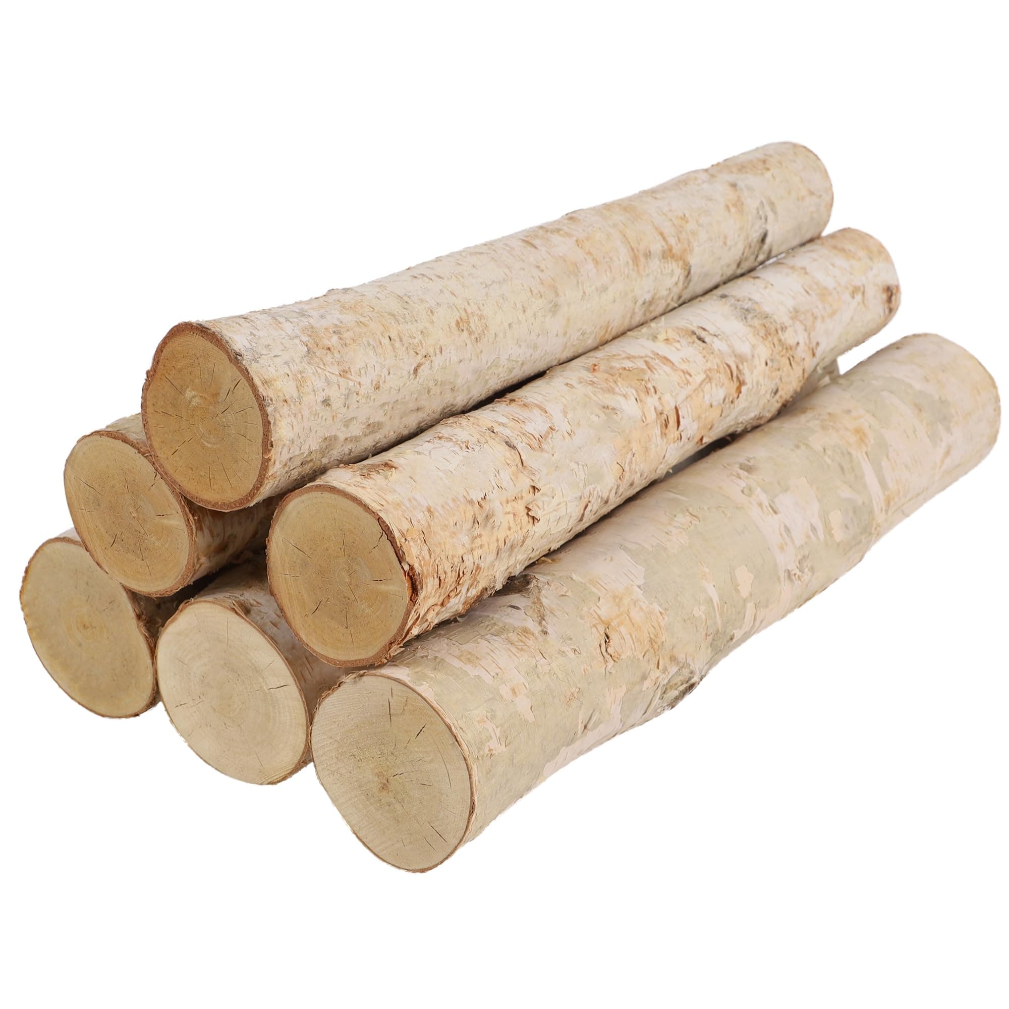 Prsildan 6 Pack White Birch Logs for Fake Fireplace Decorative Natural Birch Tree Branches Wood DIY Fire Logs Crafts for Indoor Outdoor Gas Faux Fireplace Filler Decoration (2.4"-3.2" Dia.)
