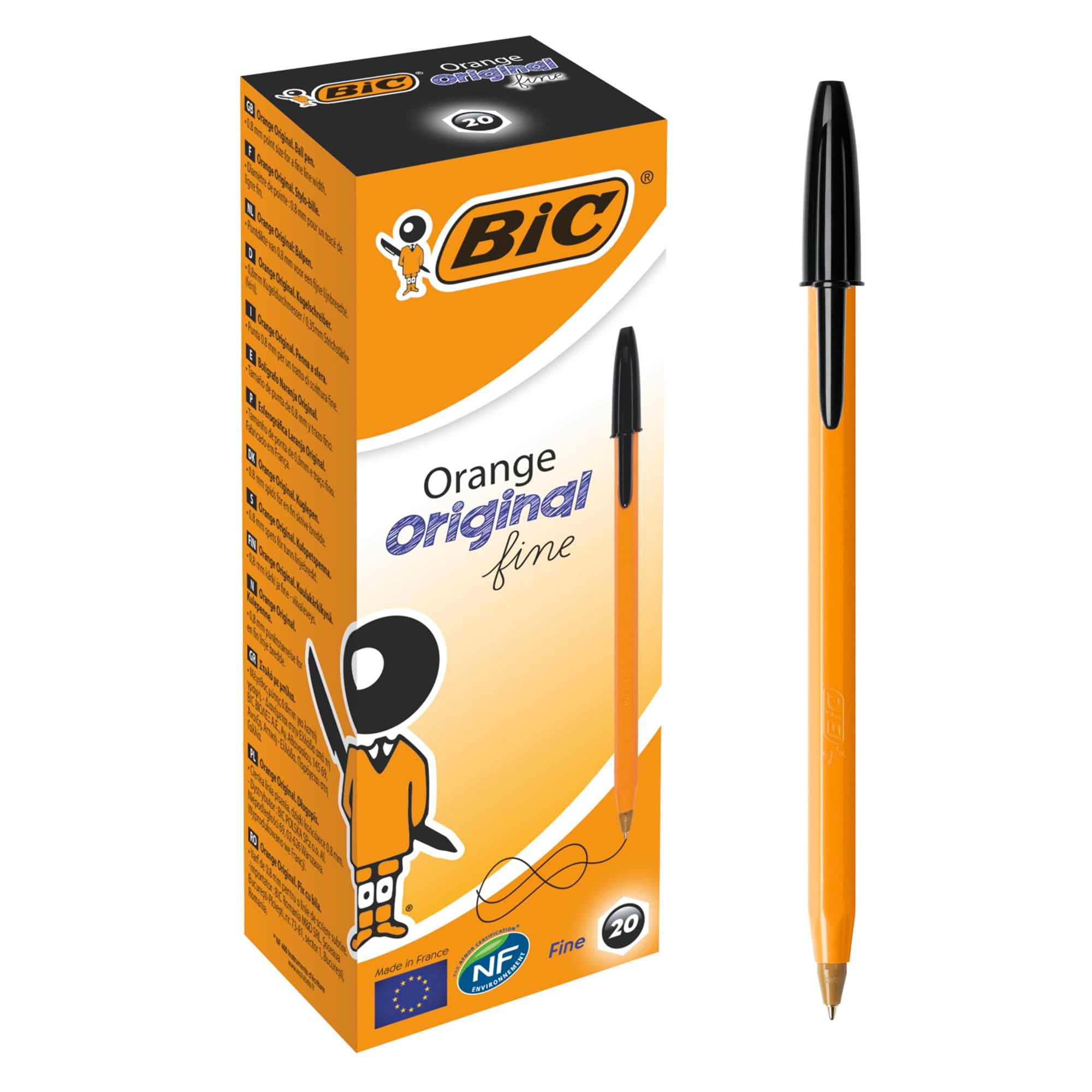 Bic Orange Ball Pen 0.8mm Tip 0.2mm Line Black Ref 1199110114 [Pack of 20]