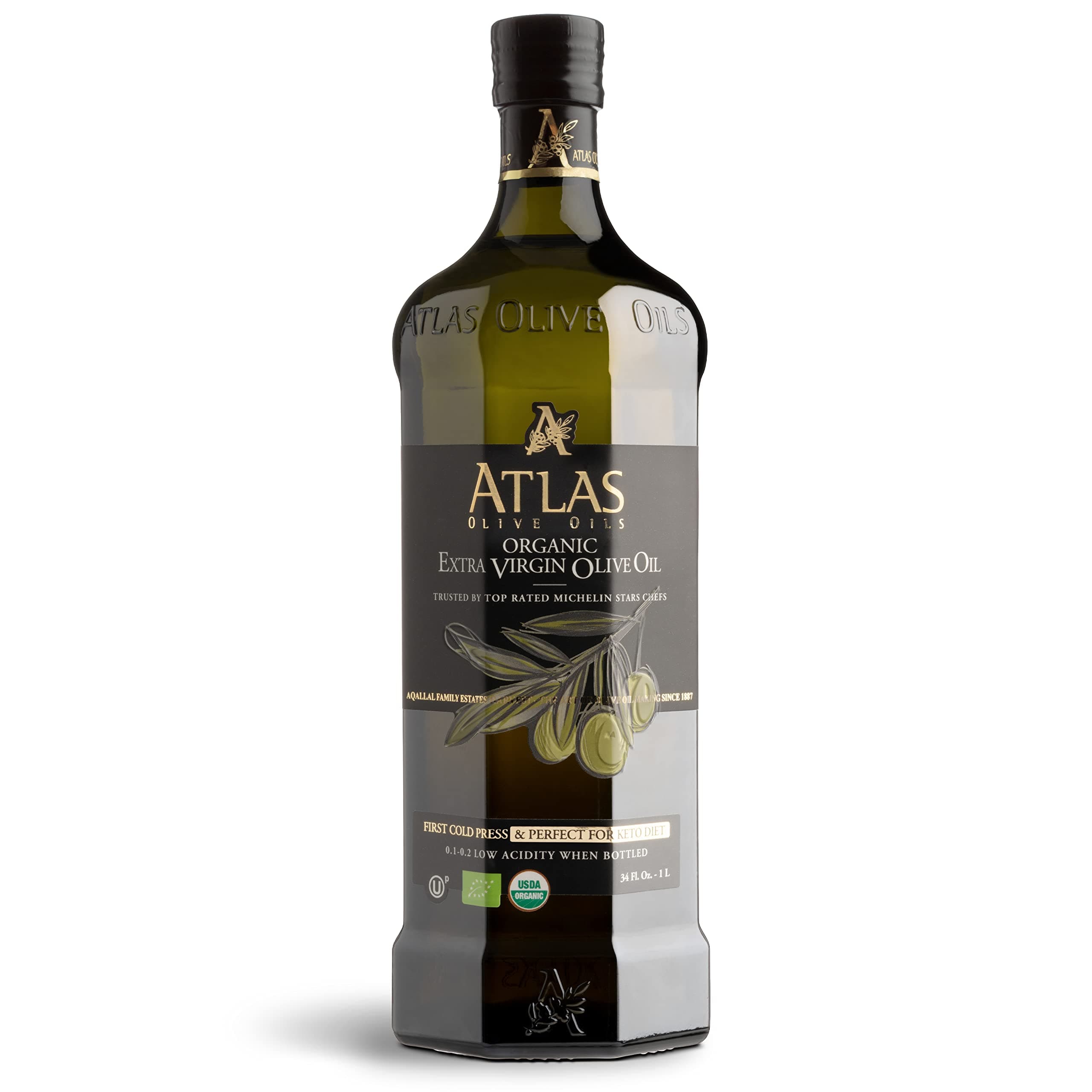 Atlas 1 LT Cold Press Extra Virgin Olive Oil with Polyphenol Rich from Morocco | Newly Harvested Unprocessed from One Single Family Farm | Moroccan Organic EVOO Trusted by Award-Winning Chefs