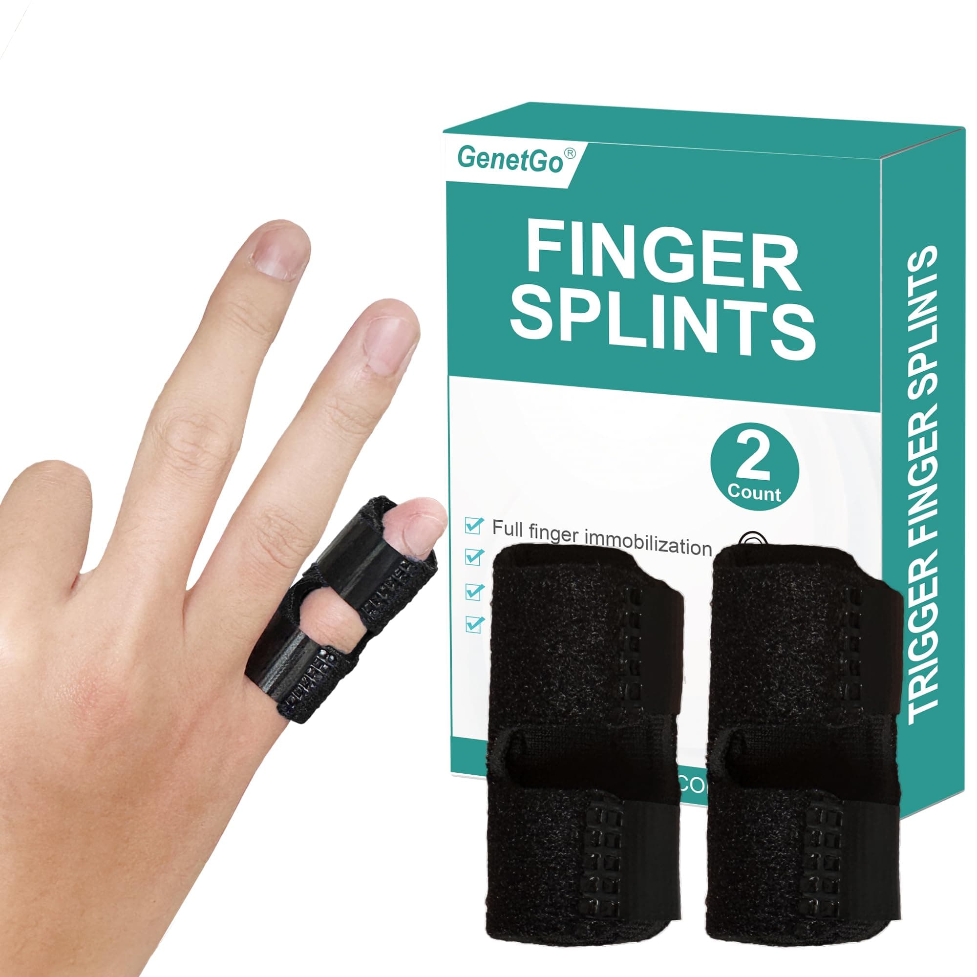 GenetGo Small Trigger Finger Splint - 2 Pack Pinkie Finger Brace for Broken F...