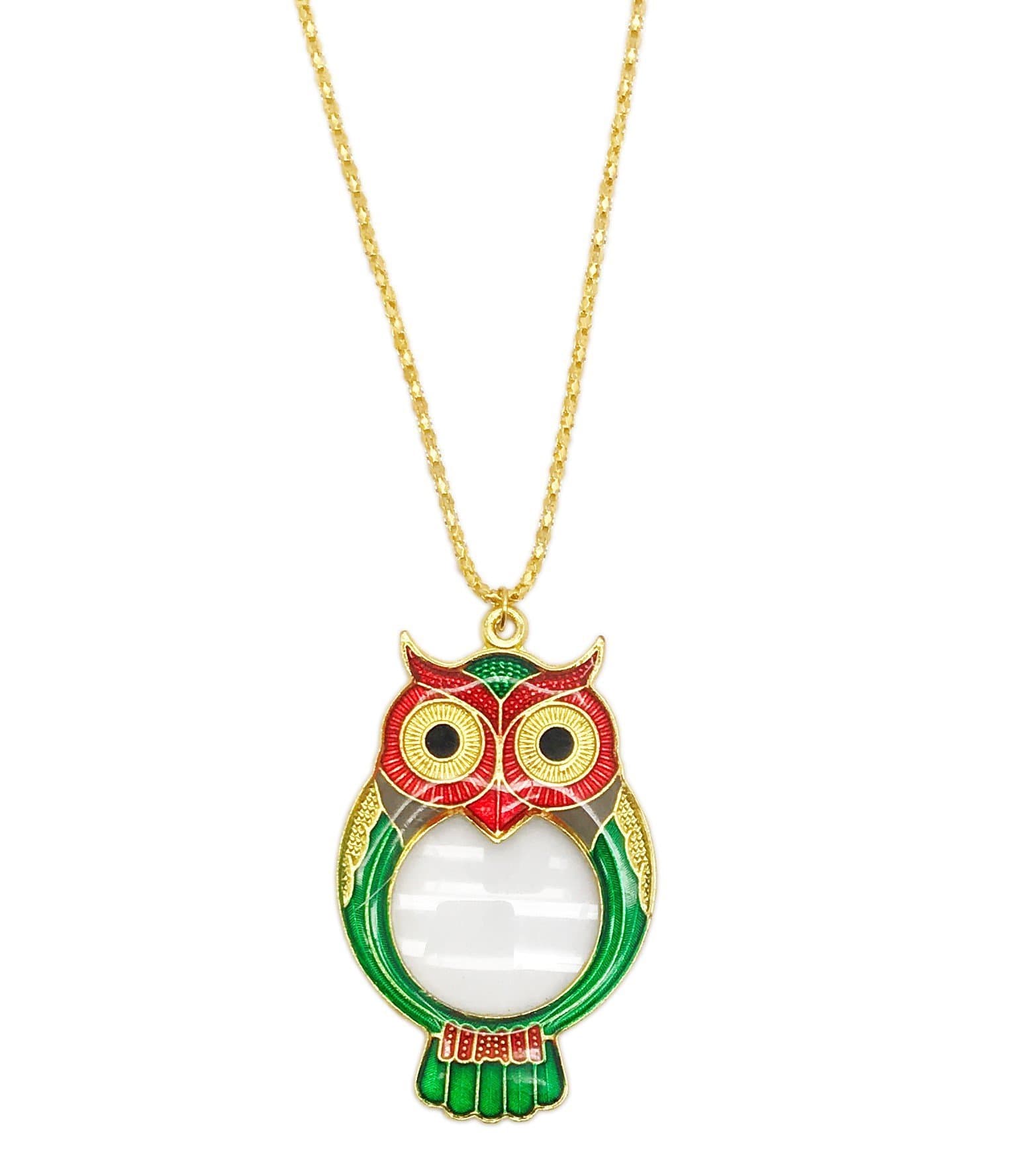 Billmill Owl Pendant Pocket 10X Magnifier Magnifying Glass
