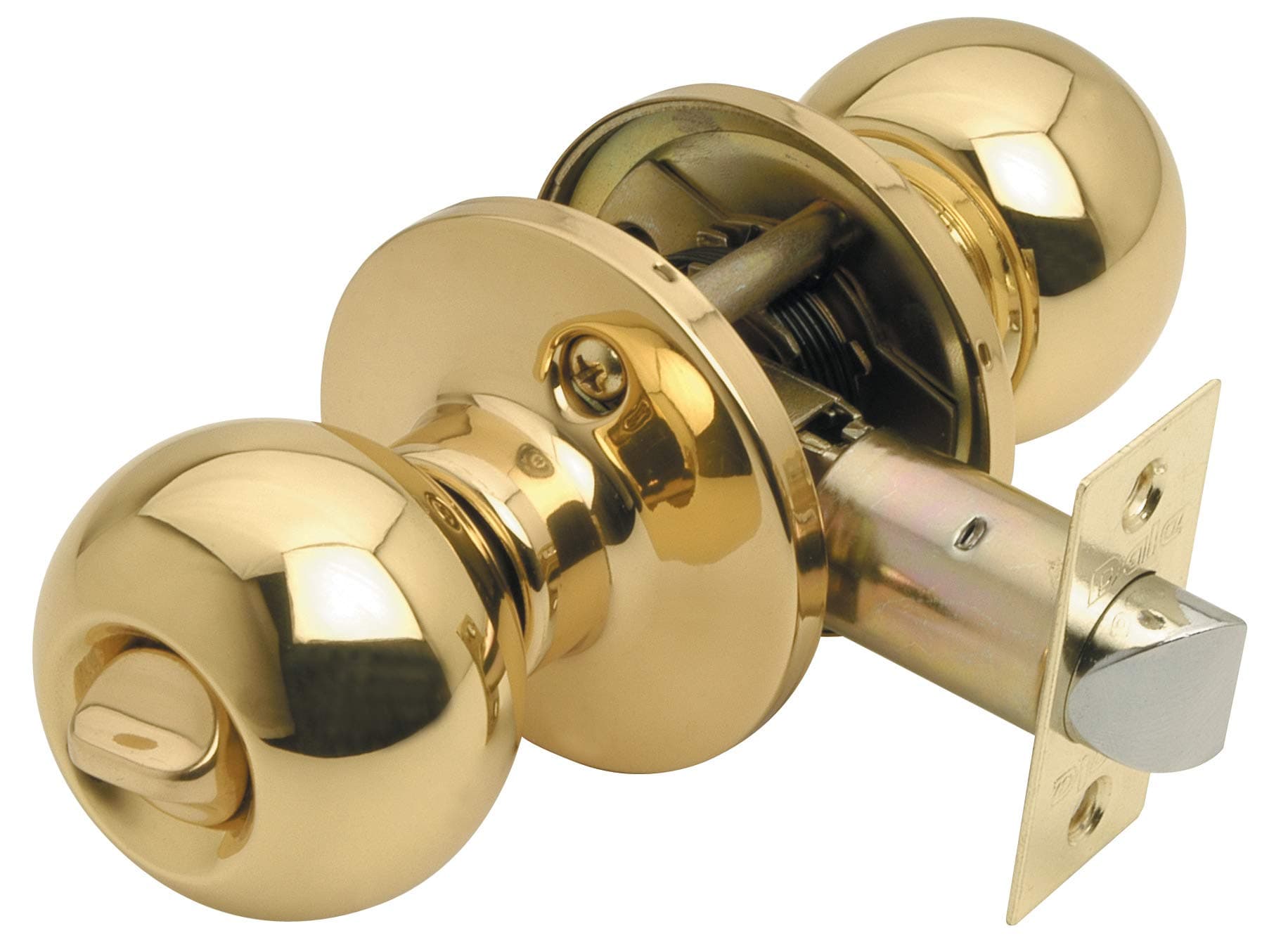 Excel ArchitecturalPrivacy Bala Knobset with Adjustable Latch, Satinless Steel, Polished Brass