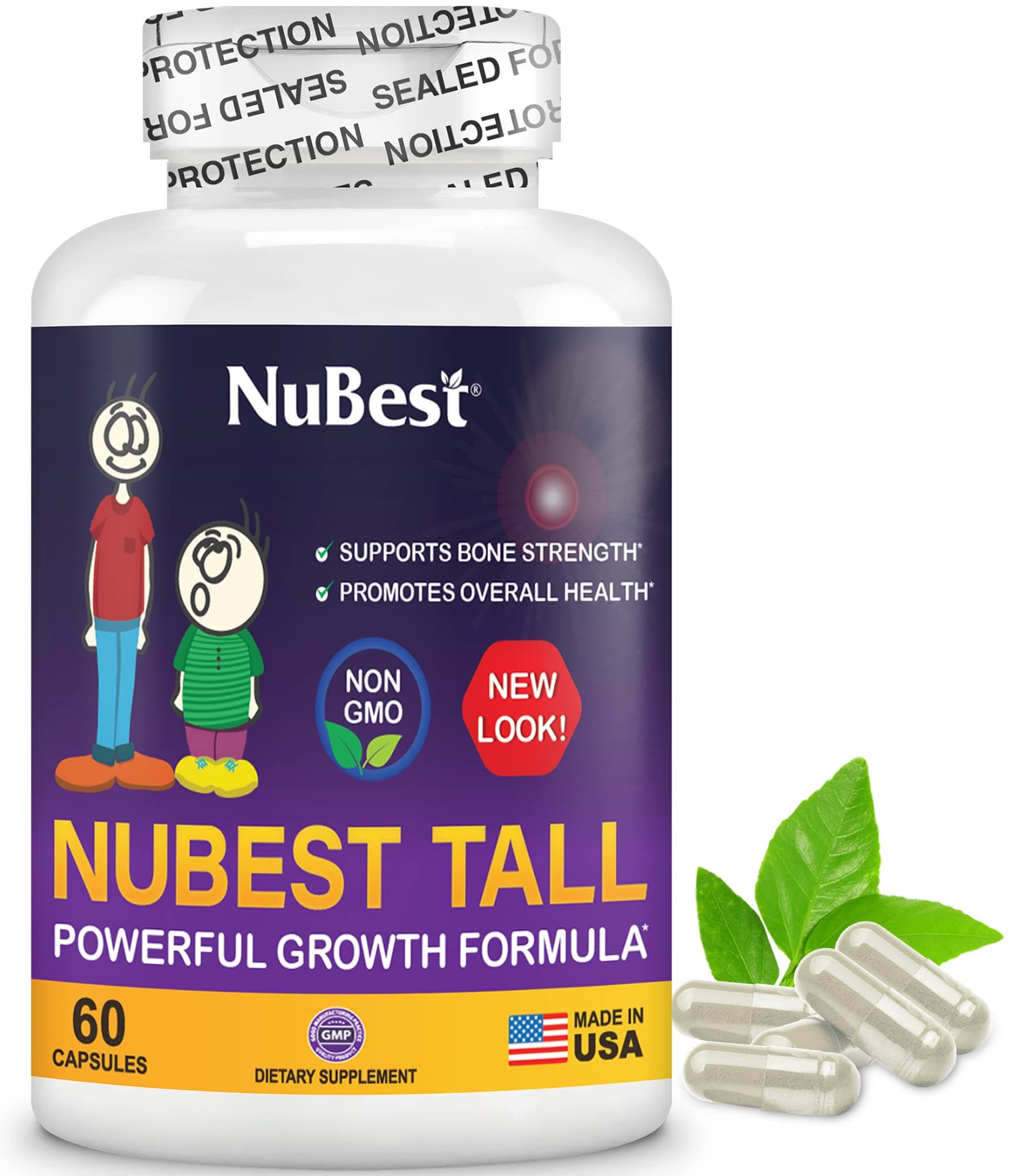 - Tall | Support Bone Strength, Bone Health, Enhanced Immune and Whole Body Wellness with Calcium, Collagen, and Herbs for Ages 5+ & Teens | 60 Capsules | 1 Month Supply