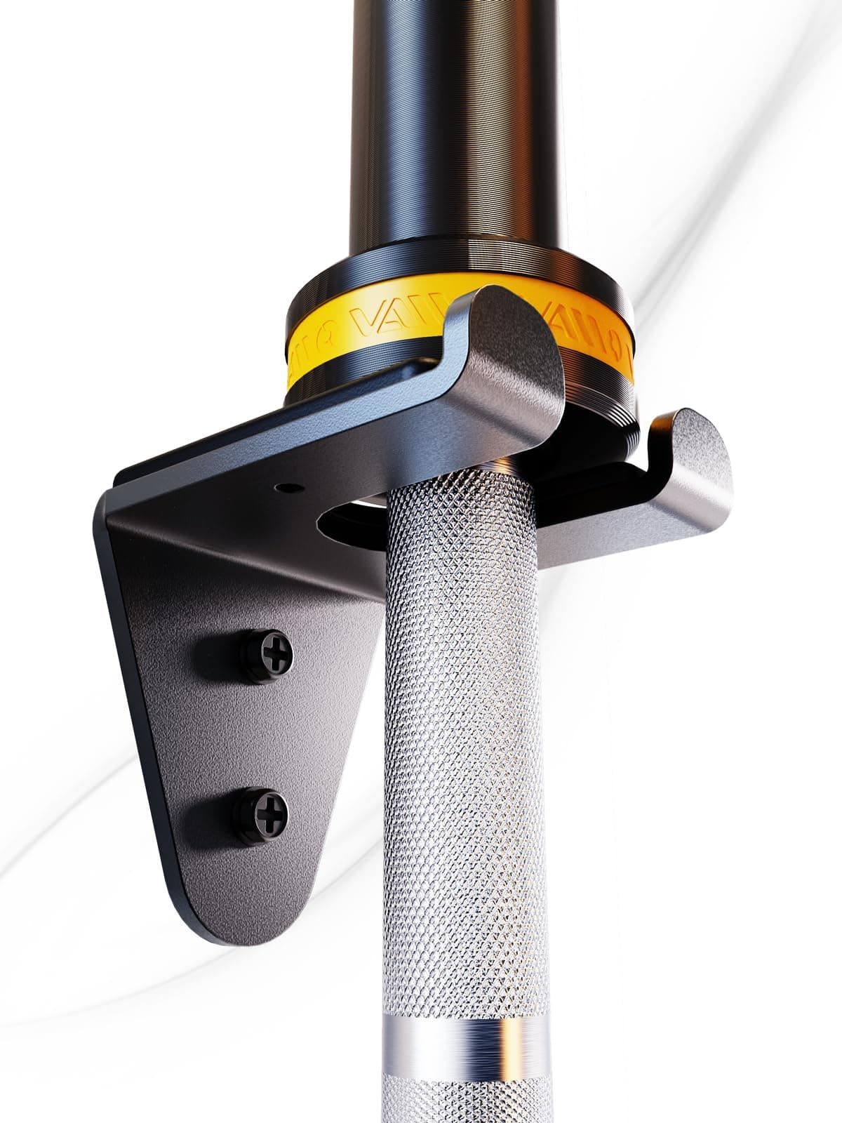 Single Olympic Barbell Hanger,Garage Gym Bar Wall Rack,Vertical Barbell Mount Rack,Black Powder Coated,Space Saving Commercial or Home Gym Accessory,Holds Under 33mm Bar Size