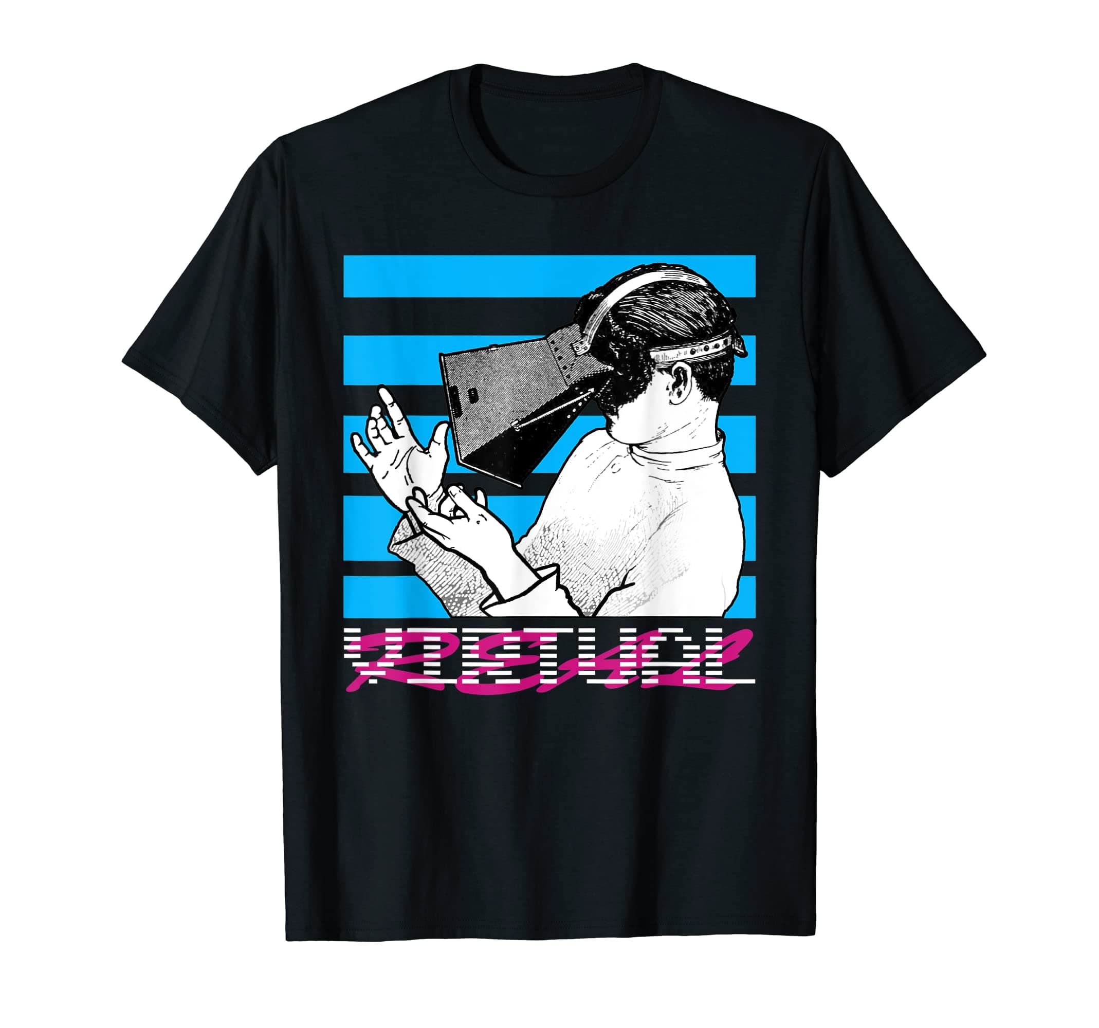 VIRTUreAL Shirt FUNNY 80s 90s VR AI CGI MR GEEK RETRO ROBOT T-Shirt