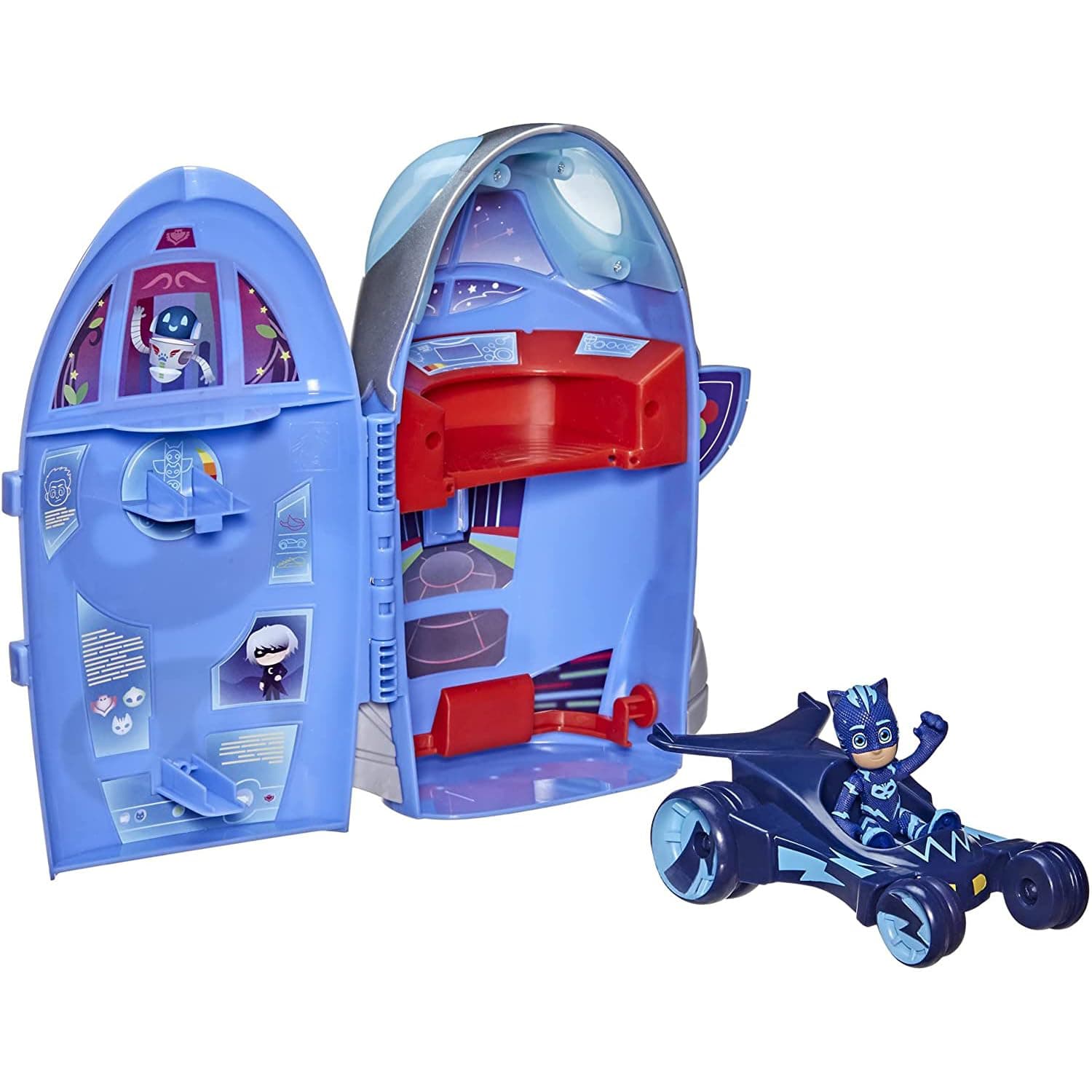 PJ Masks 2-in-1 HQ Playset, Headquarters and Rocket Preschool Toy with Action Figure and Vehicle for Kids Ages 3 and Up