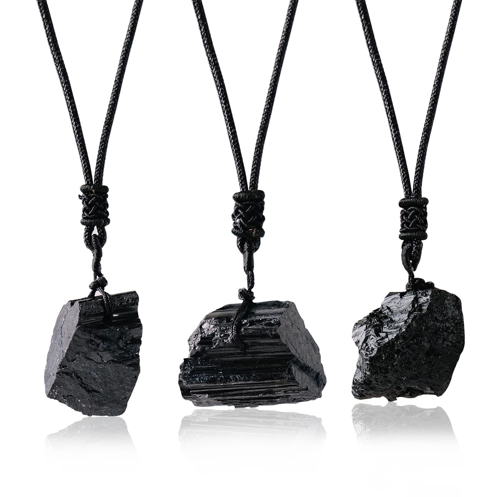 Apengshi Natural Black Tourmaline Raw Stone Necklace Irregularity Pendant Safeguard Reiki Energy Purification Negative Energy Healing Crystal Chakra Balance Spiritual Gift