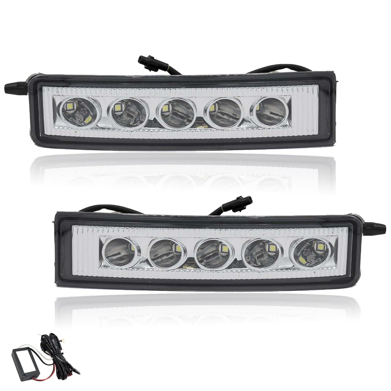 Fog Light Assembly Fit for 2003-2007 Scion XB Clear Lens 2pcs LH+RH Front Bumper Fog Lamps Replacement Kit with LED Bulb 12V55W and Wiring Harness