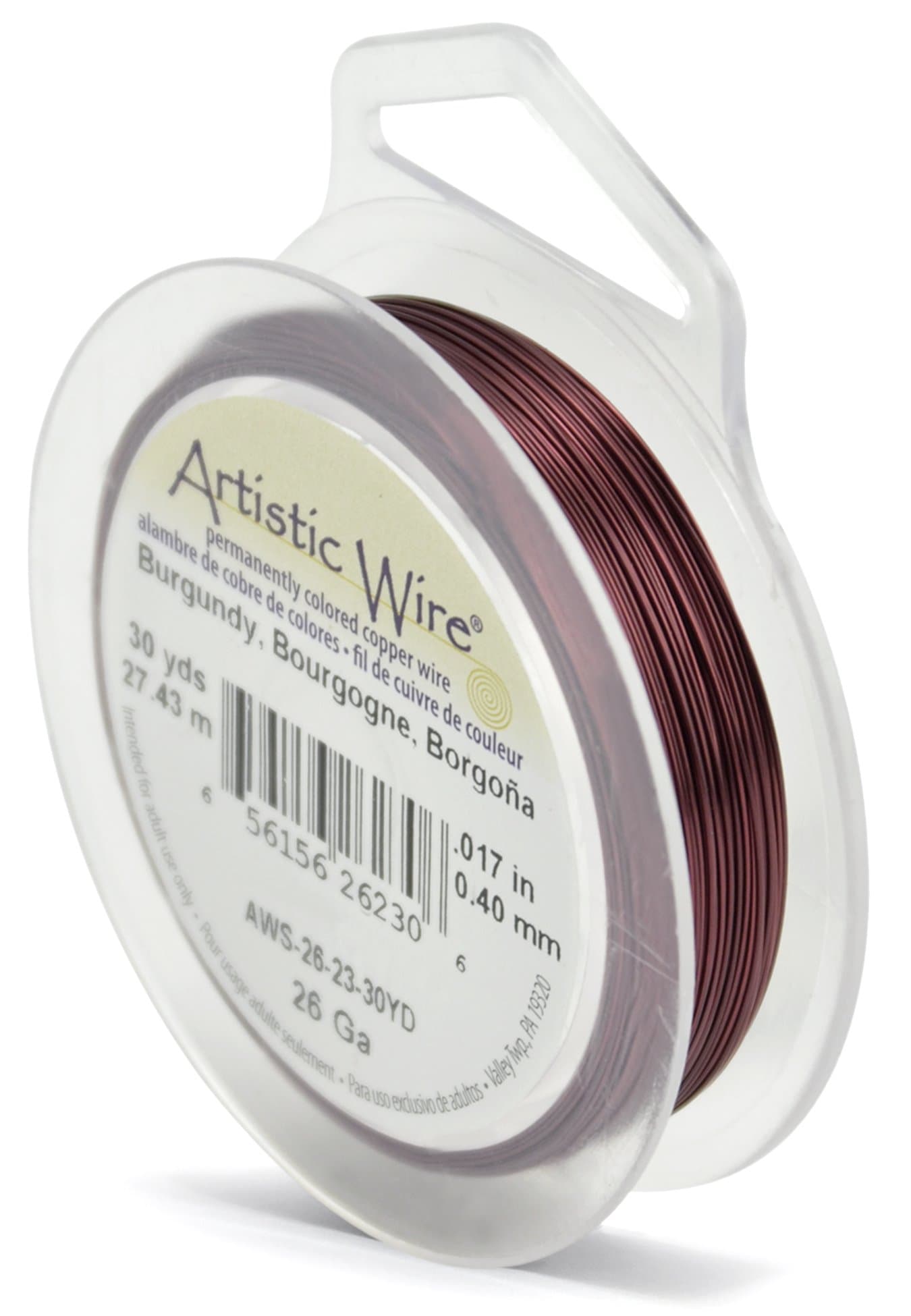 Artistic Wire, 26 Gauge, Burgundy Color, 30 yd (27.4 m) Craft Wire