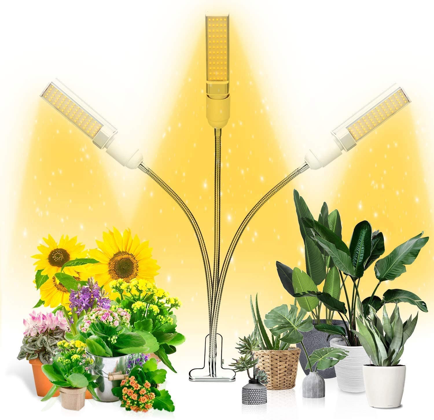 Grow Light, Ankace Full Spectrum Grow Lamp, Tri Head Gooseneck Plant Lights for Indoor Plants with Replaceable Bulb