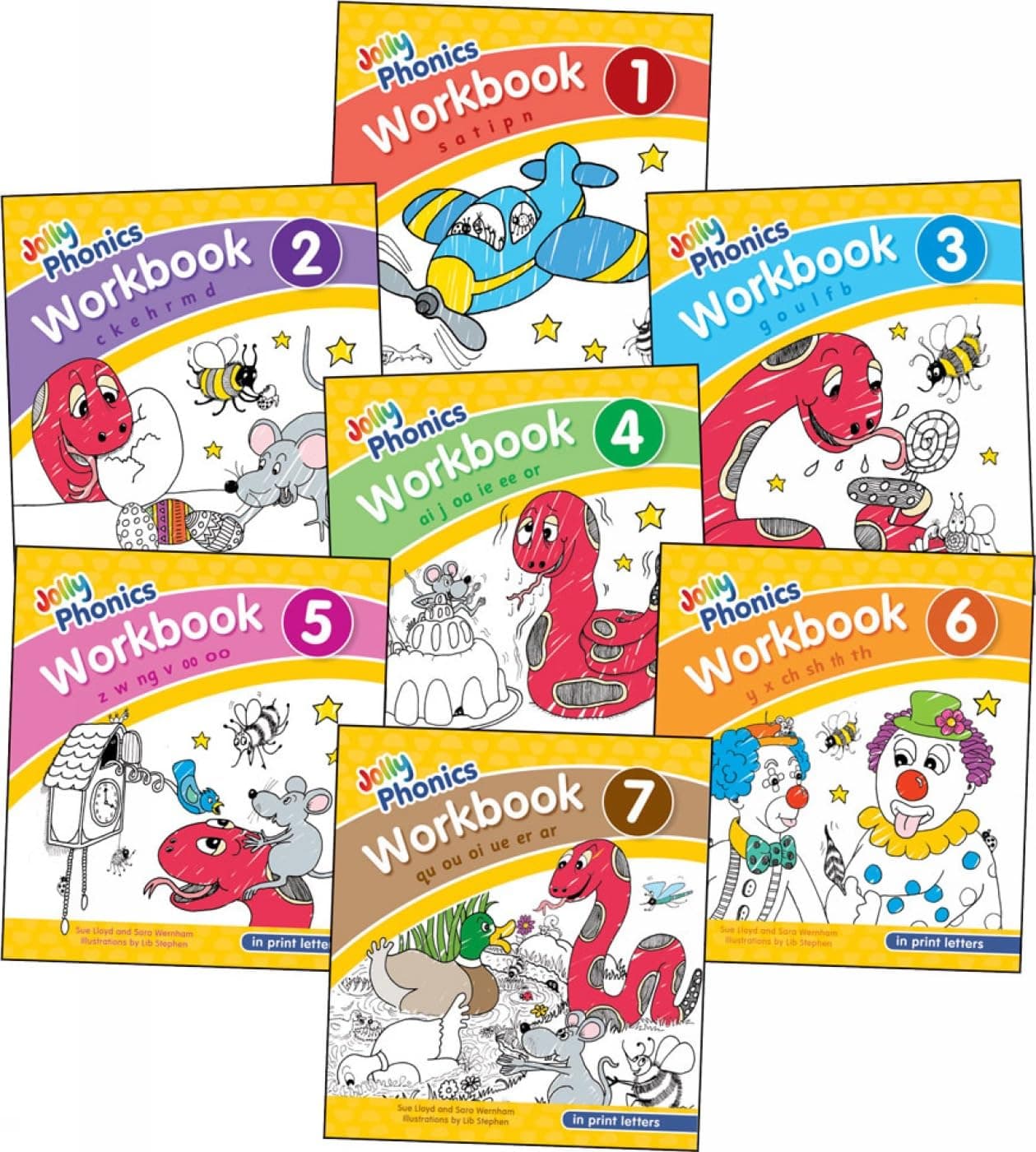 Jolly Phonics Workbooks 1-7 in Print Letters: In Print Letters
