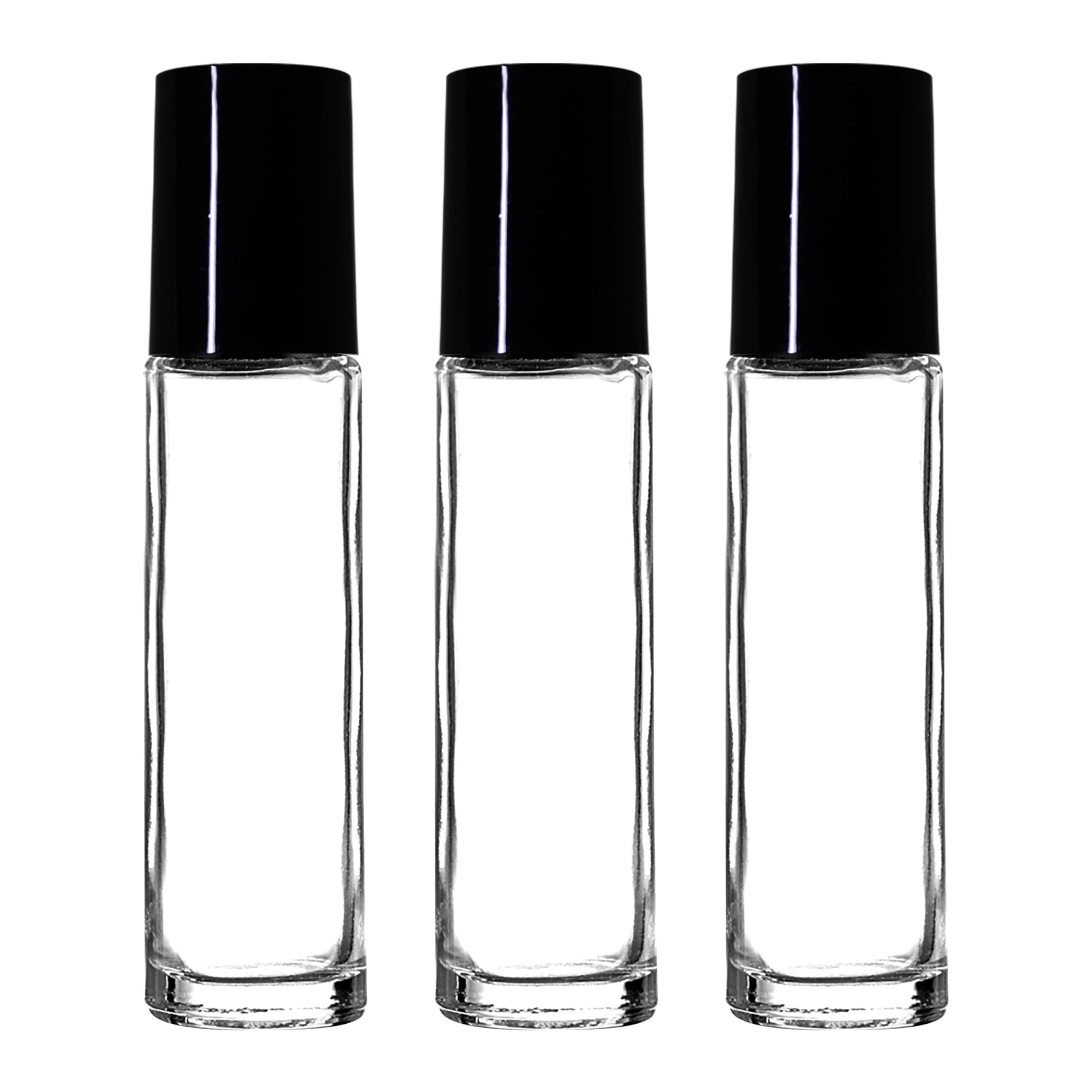 nsb herbals Empty Clear/Transparent Glass Roll On Bottles (10 ml) With Black Cap For Essential Oils, Perfumes, Lip Balms | Empty Container Refillable Bottle (Pack Of 3)