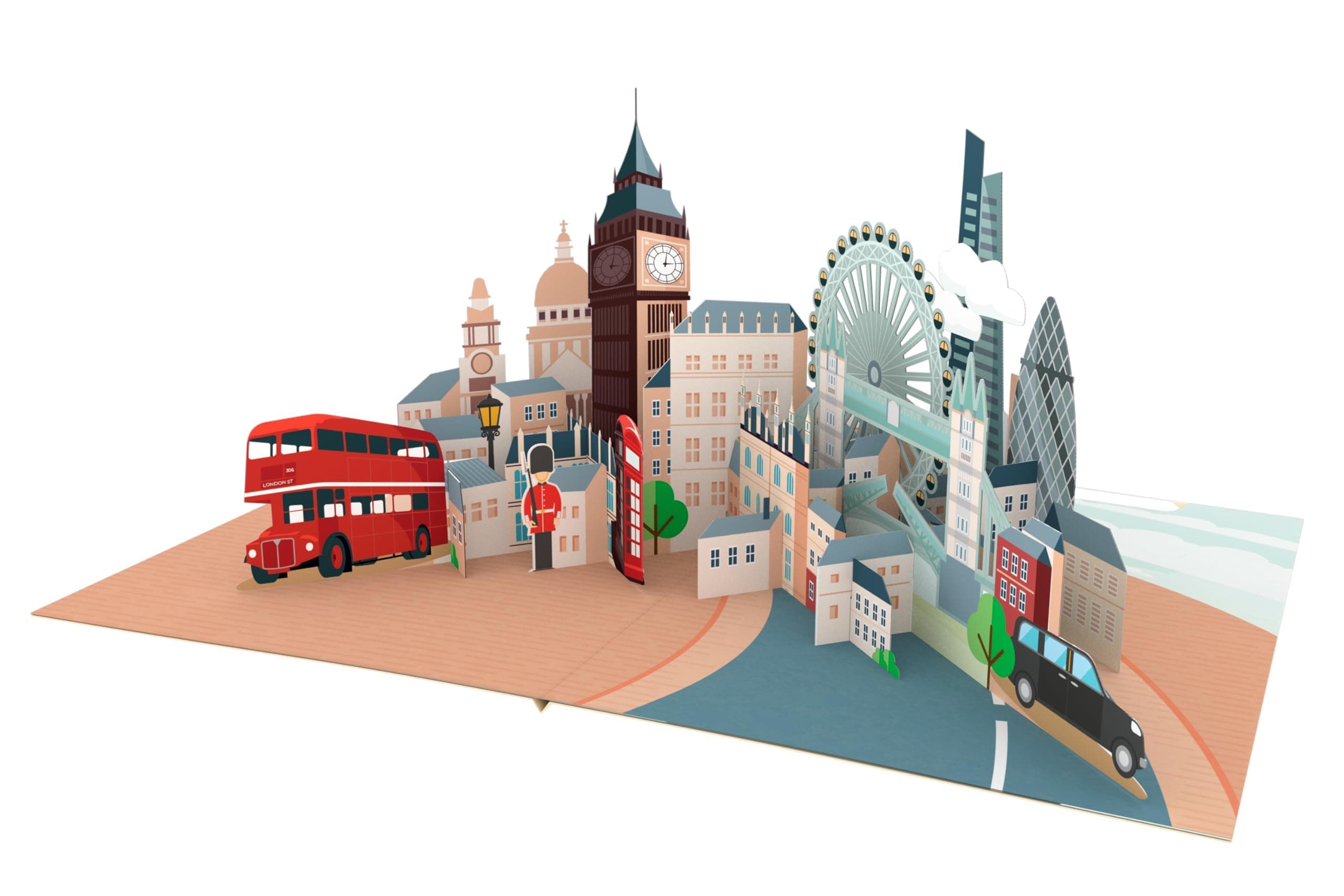 ASVP Shop London Skyline Pop-Up Greeting Card, Handcrafted 3D Card Featuring Iconic Landmarks, Perfect for London Lovers, All Occasions