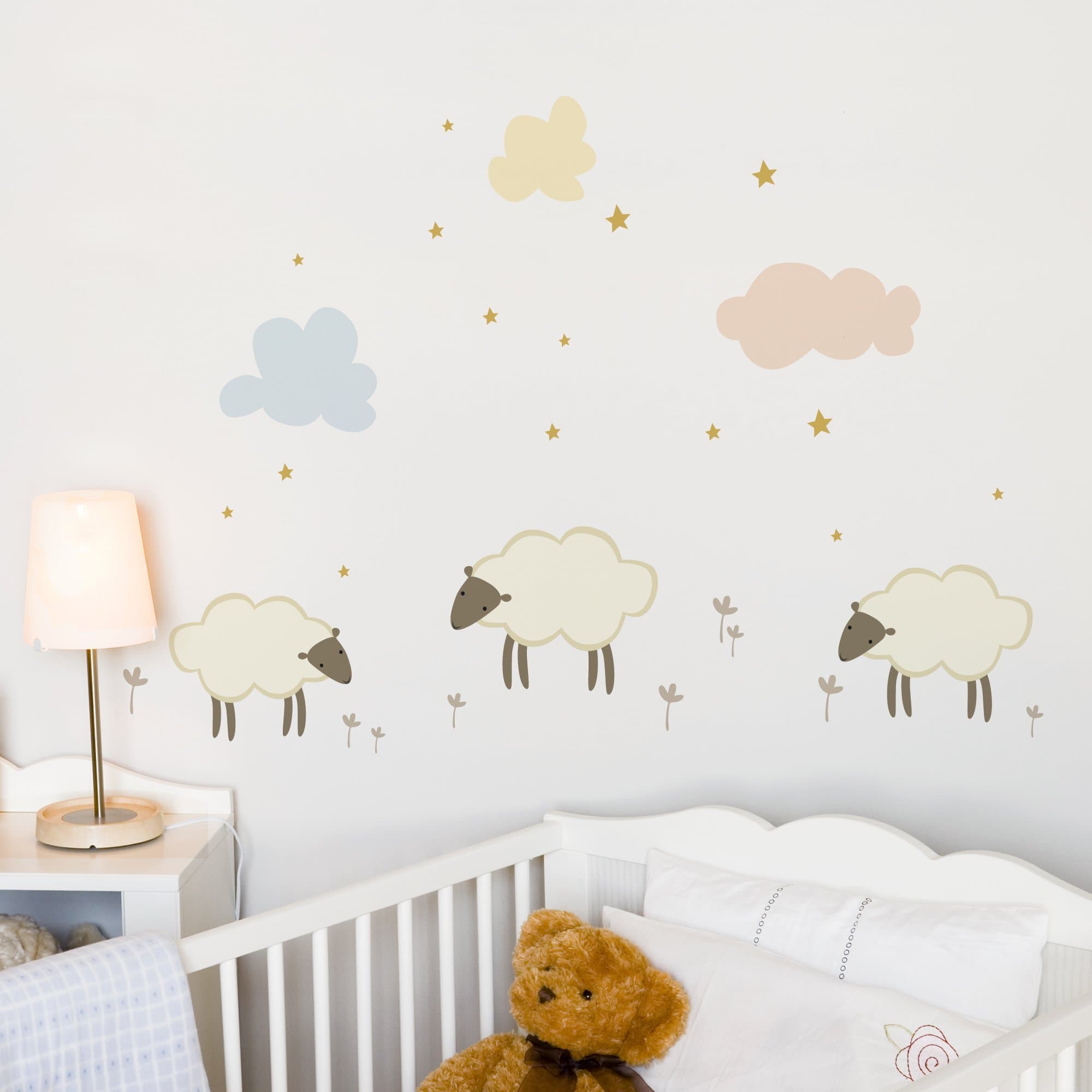 Adzif Little Sheeps-Blue Wall Decals, Multi