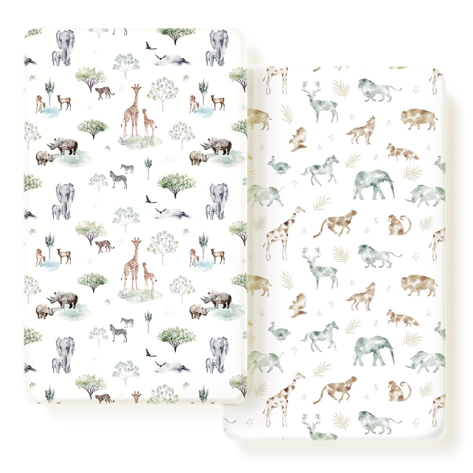 - Stretch Ultra Soft Jersey Knit Fitted Crib Sheets Set 2 Pack，Fit All Standard Crib Mattress Pads Safe and Snug, Crib Fitted Sheet for Baby, Stylish African Savannah Animals Pattern