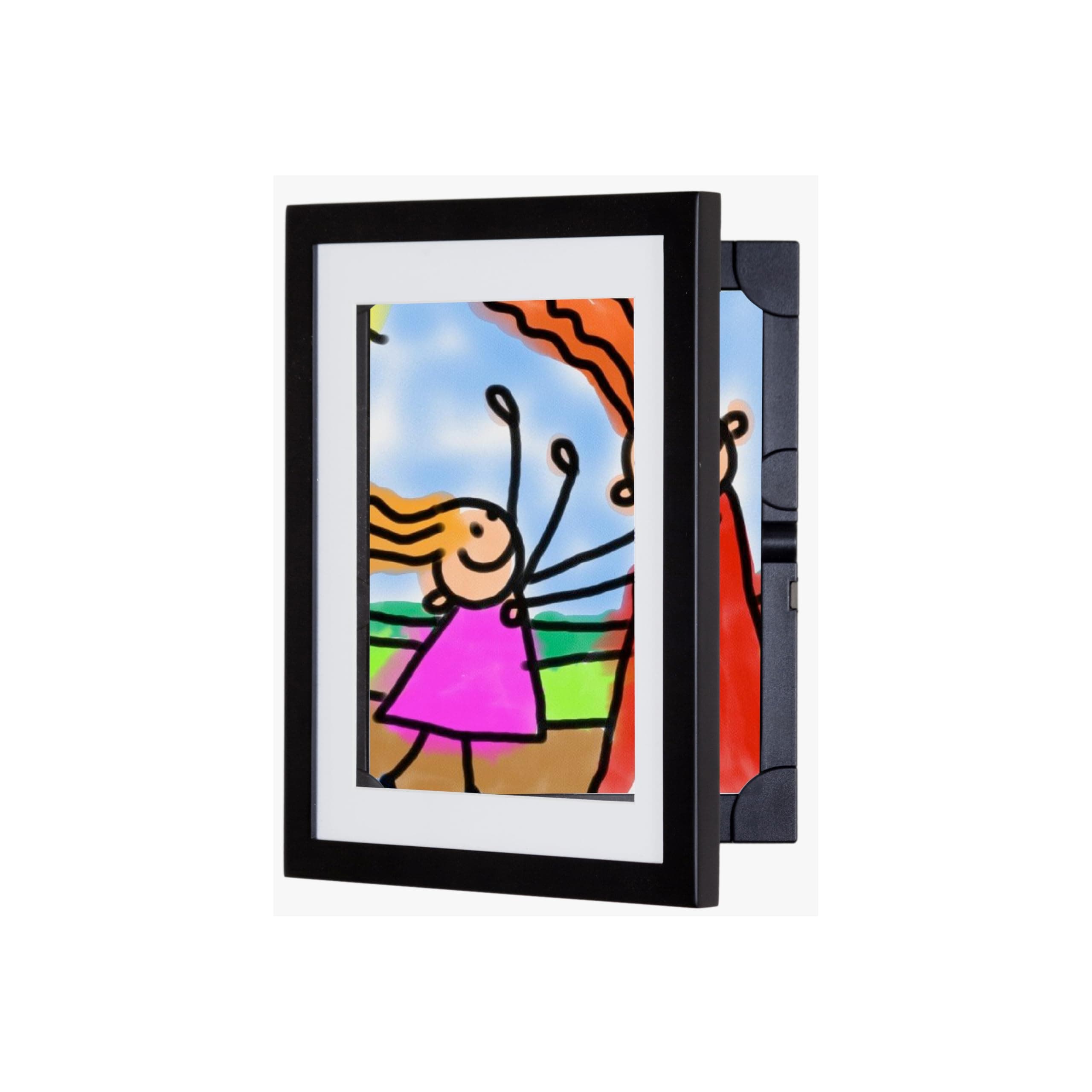 Li’l Davinci Art Cabinet, Stores up to 50 Pieces of 8.5 x 11 inch Art, Outer Wooden Frame Dimensions 11.75 x 14.75 inches, Changeable Kids Art Frame, Front Opening, Black