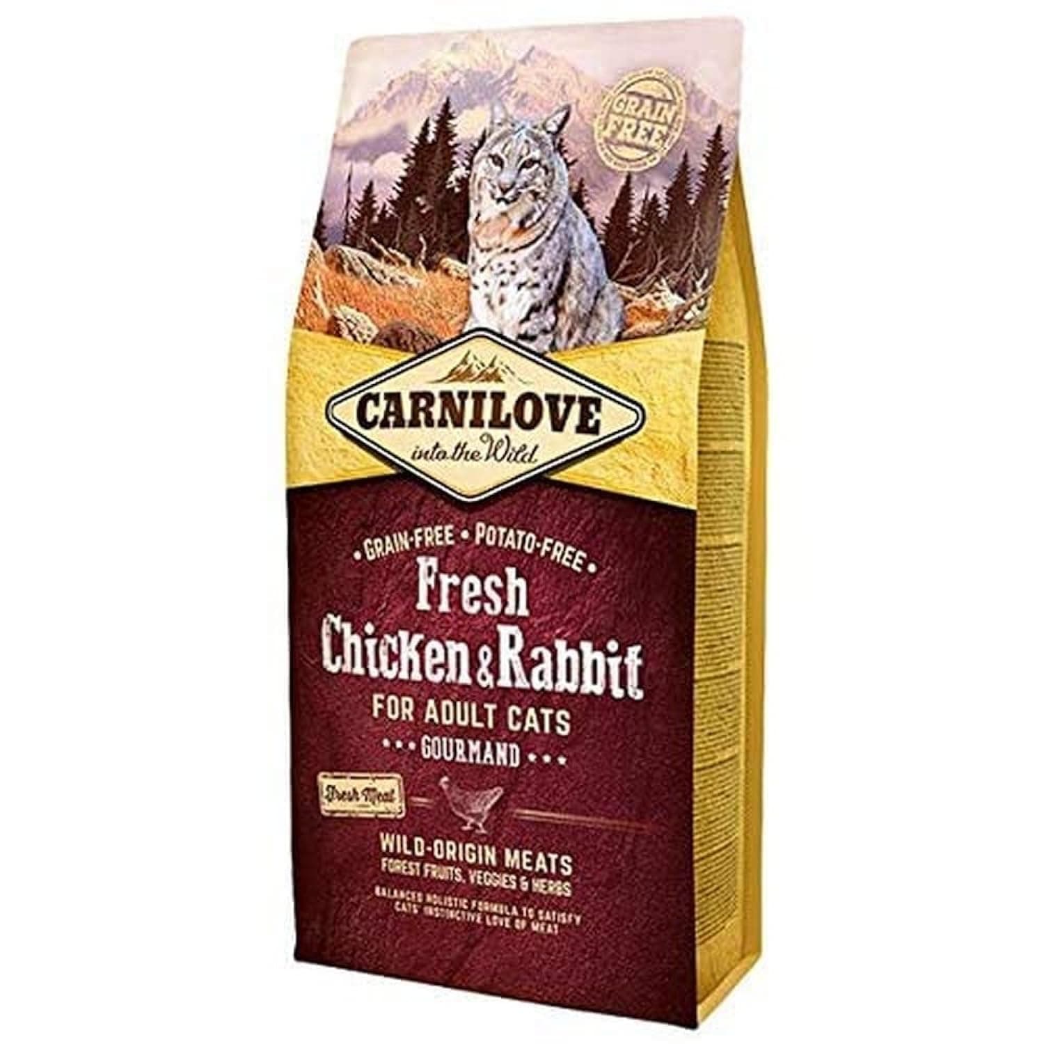 Carnilove Fre Chicken & Rabbit Gourmand Dehydrated Cat Food 400 g - Pack of 19 x 21 g - Total: 400 g