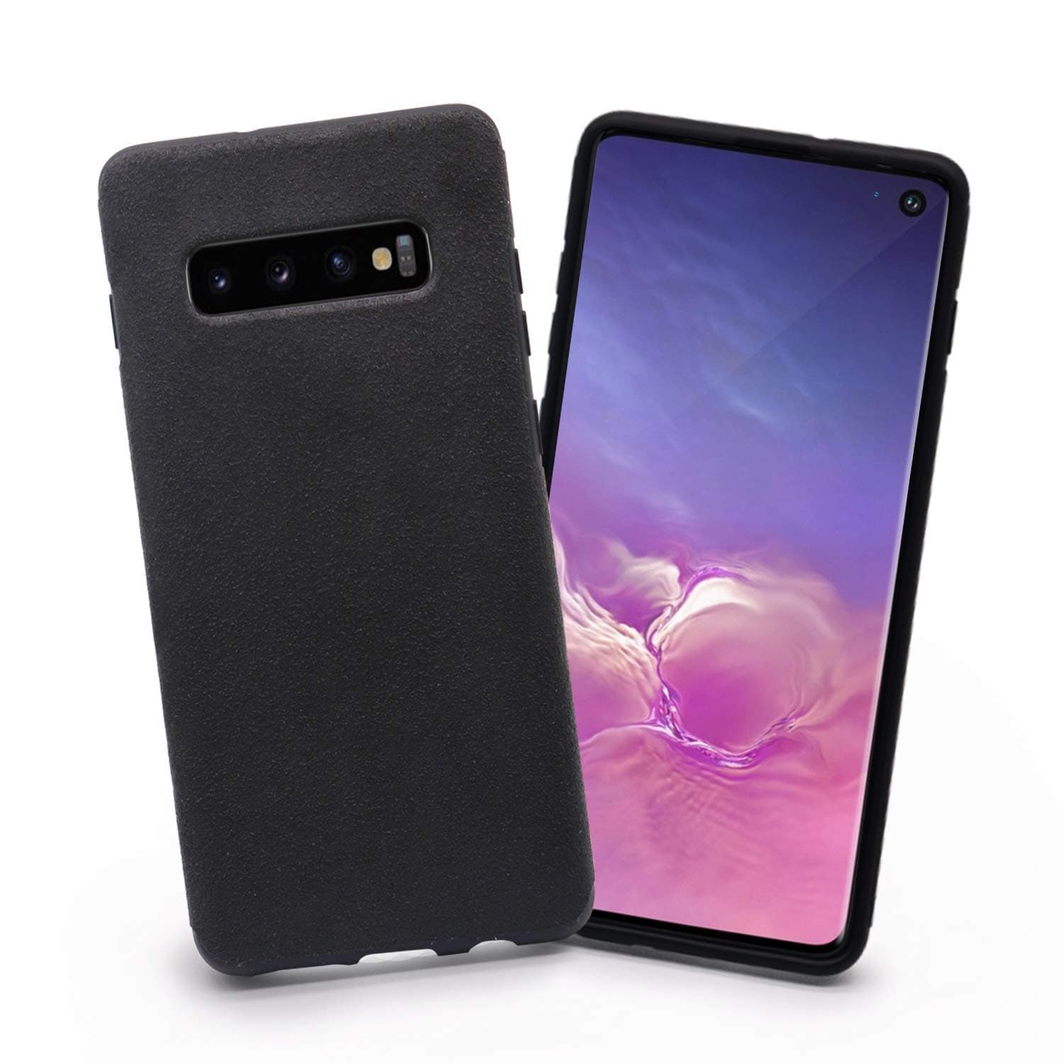 o'star Alcantara Cover for Samsung Galaxy S10+ Plus Luxury Suede Case Ultra Slim Shockproof Protective (Black)