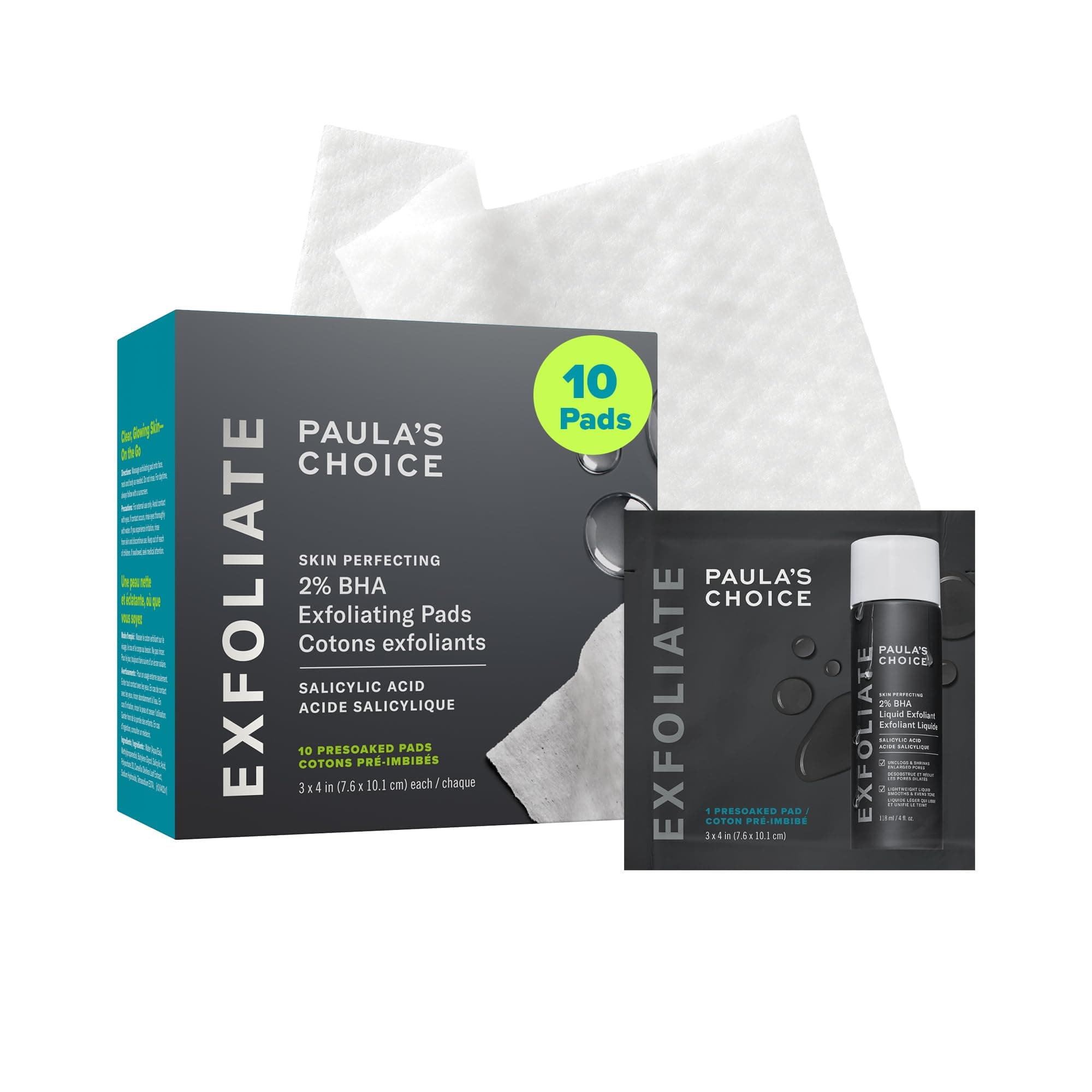 Paula's Choice SKIN PERFECTING 2% BHA Salicylic Acid Exfoliating Pads - Facial Exfoliant Pads for Blackheads, Enlarged Pores, Wrinkles & Fine Lines