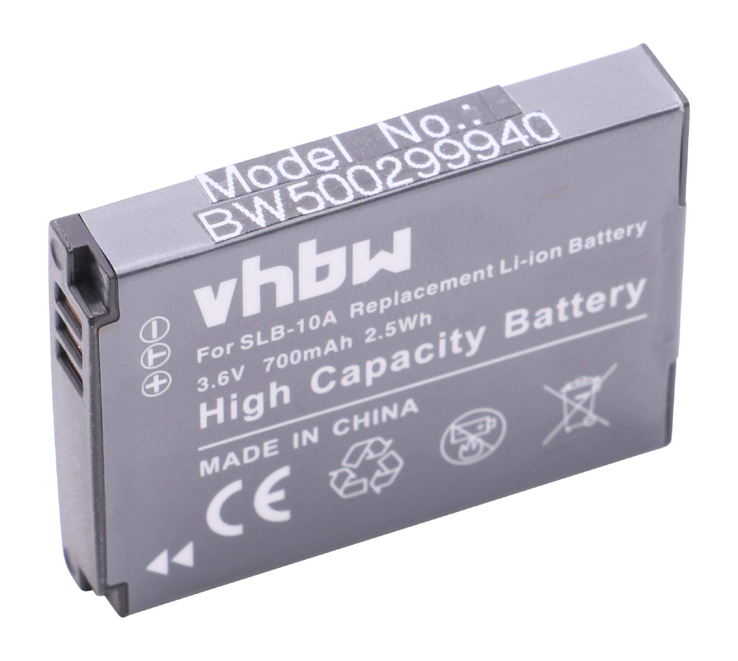vhbw Li-Ion battery 700mAh for Samsung WB380F as SLB-10A