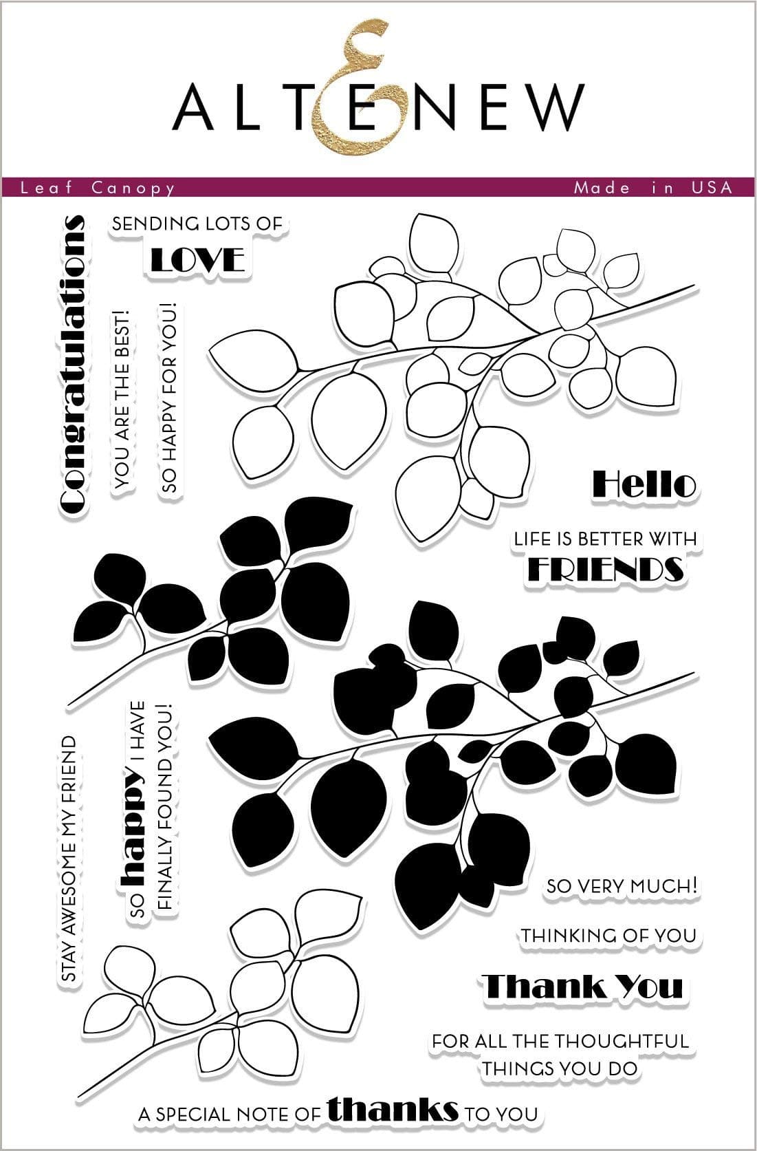 Leaf Canopy Stamp Set, 17 Stamps, Size (6" x 8")