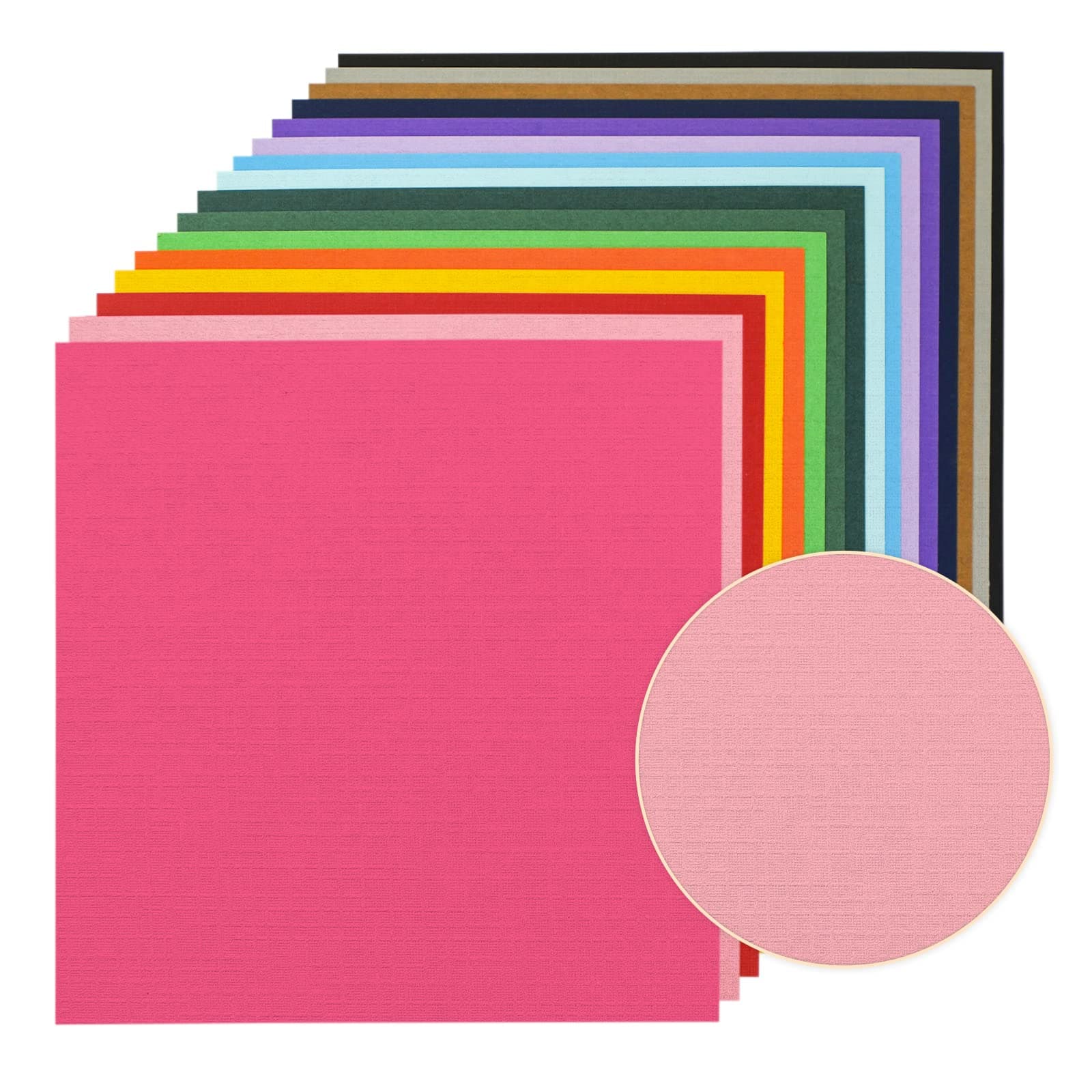 48 Sheets 12x12 Square Solid Core Colorful Cardstock Textured 80 Lb Multi Colored Card Stock Paper 16 Assorted Colors for Card Making