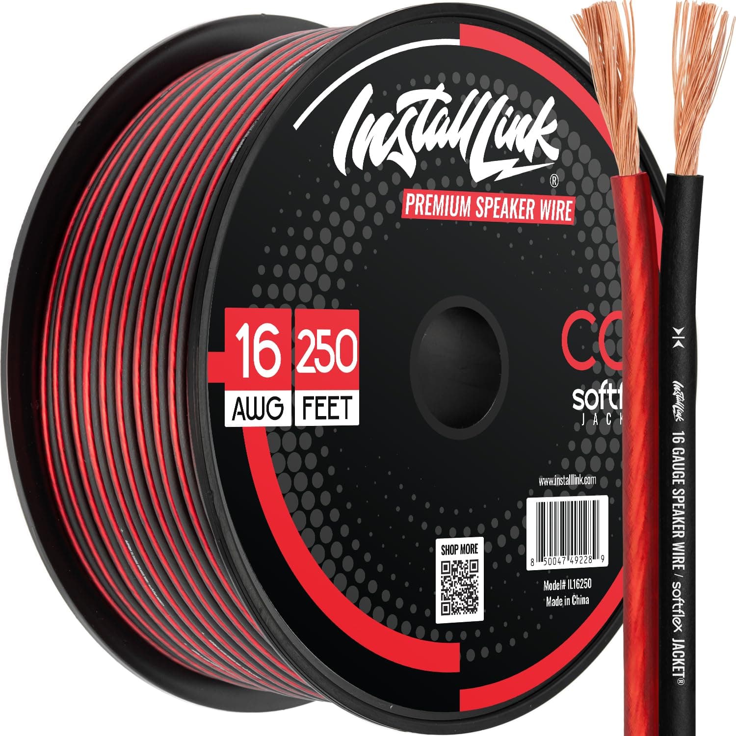 Install Link 16 AWG Gauge Speaker Wire Cable Stereo, Car or Home Theater, CCA (250 Feet)
