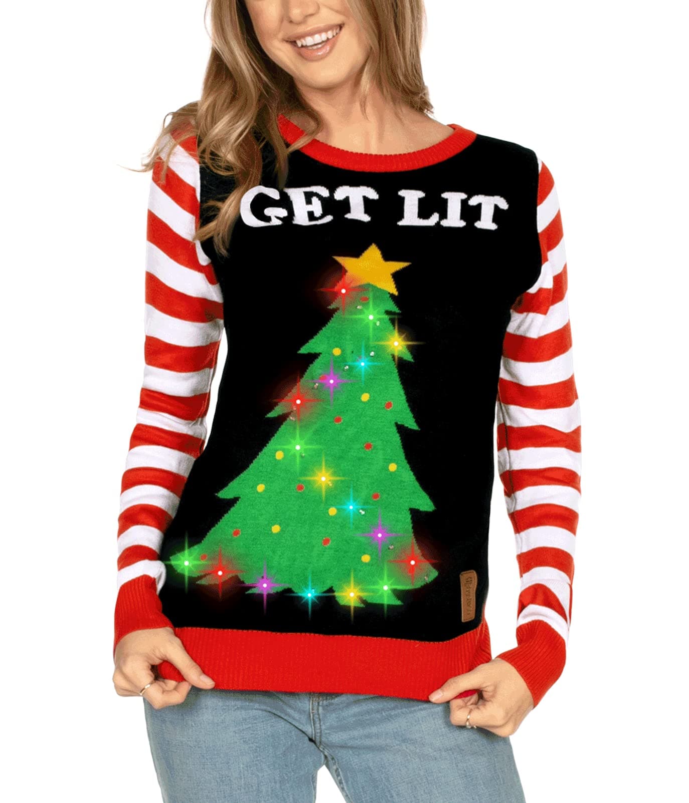 Tipsy ElvesWomen's Light-Up Christmas Sweaters - Ugly Christmas Pullovers with Ultra Bright LEDs for Women
